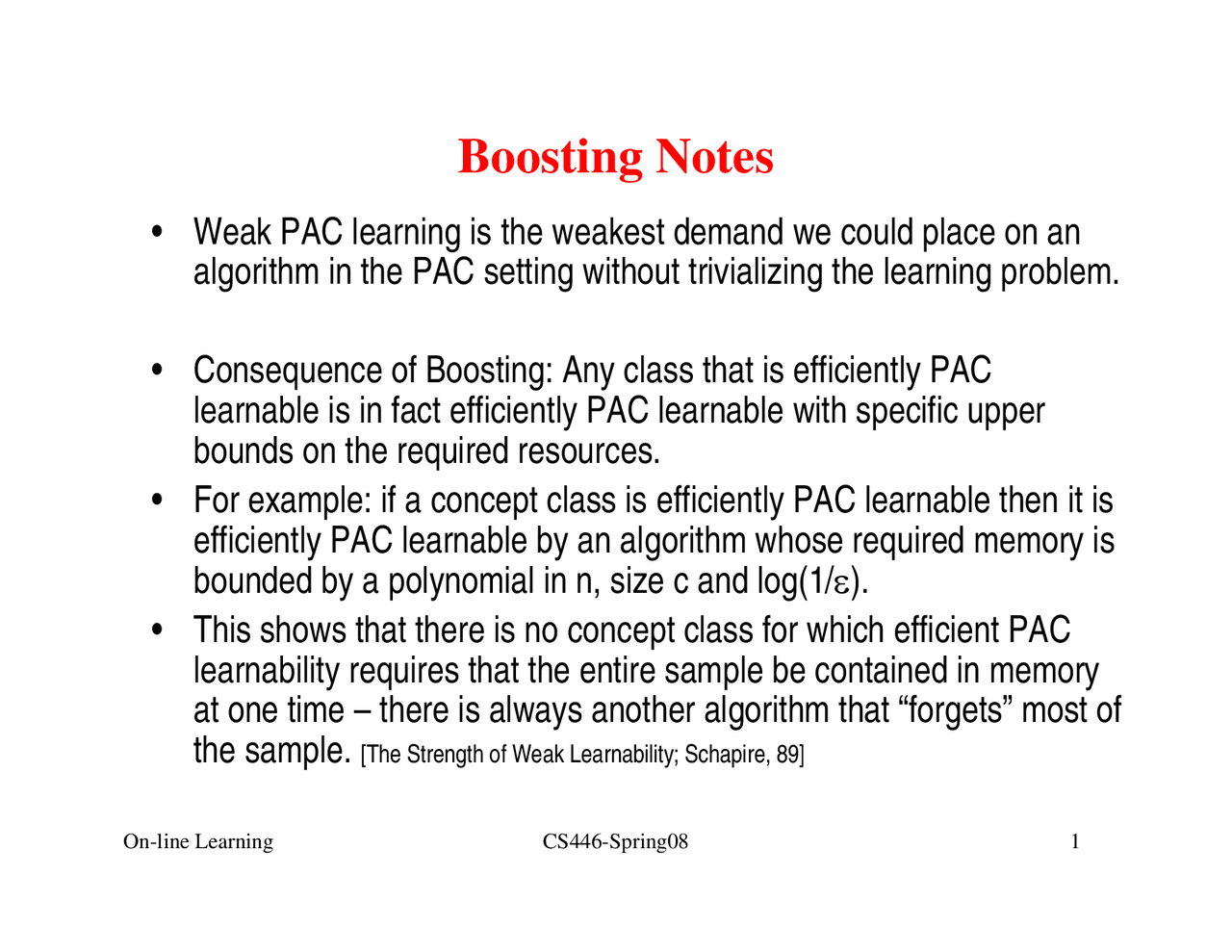 Boosting Notes on Machine Learning | CS 446 - Docsity