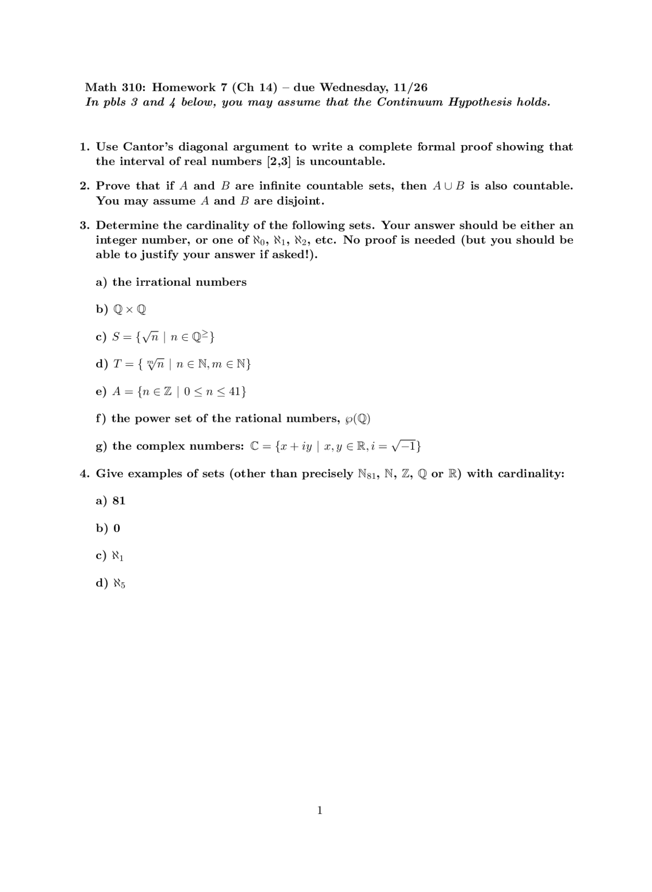 Assignment 7 For Math Reasoning Math 310 Docsity