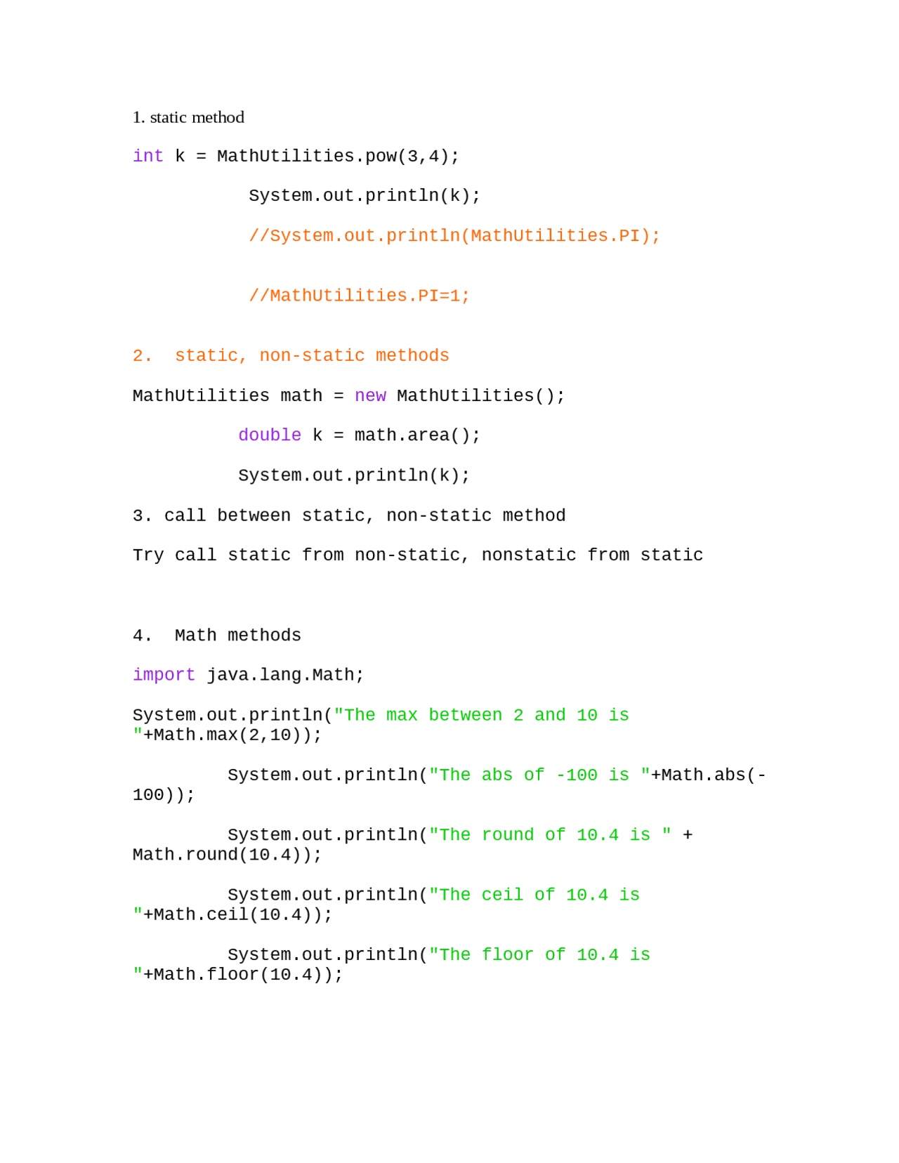 Static and Non Static Methods, Call between Static - Notes | COMP 110 ...