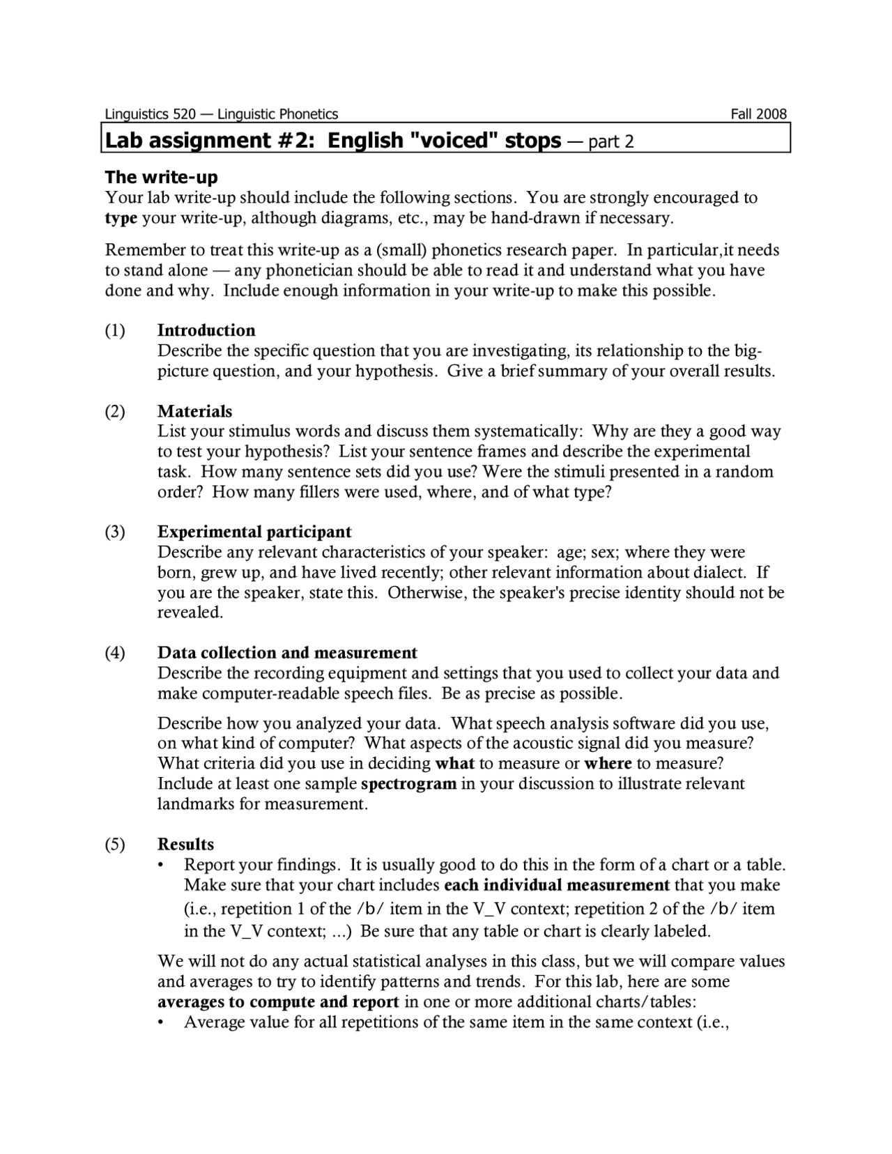 Linguistics 520 Lab Assignment 2: English 'Voiced' Stops Analysis ...