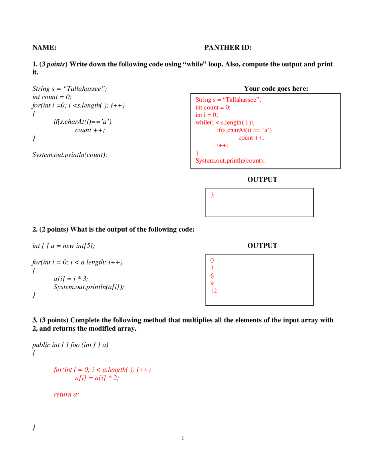 Solutions for Final Exam - Java Programming | COP 2250 - Docsity