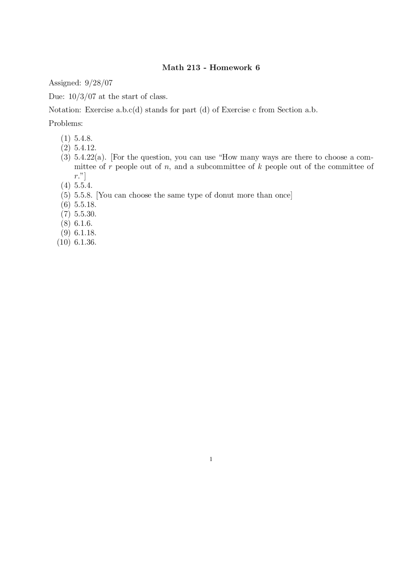 10 Problems On The Basic Discrete Mathematics Homework 6 Math 213