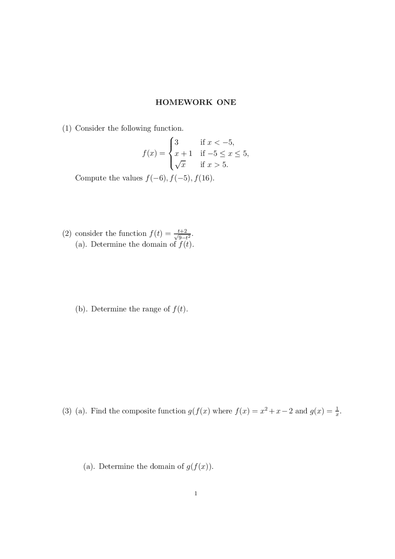 6 Unsolved Problems On Calculus For Business I Assignment 1 Math 234 Docsity