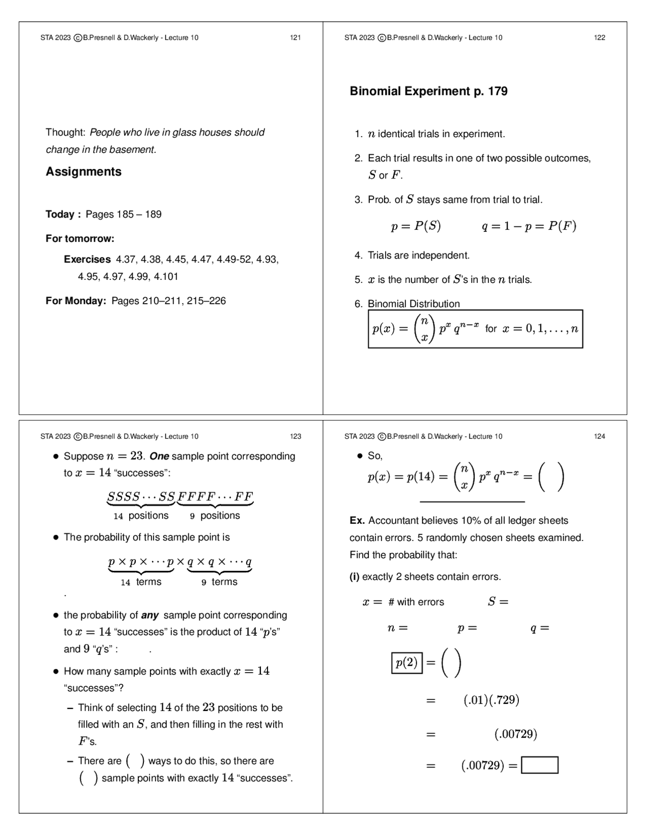 Properties Binomial Distribution Notes.pdf Notes - Binomial Distribution - Introduction to Statistics 1 | STA 2023 ...