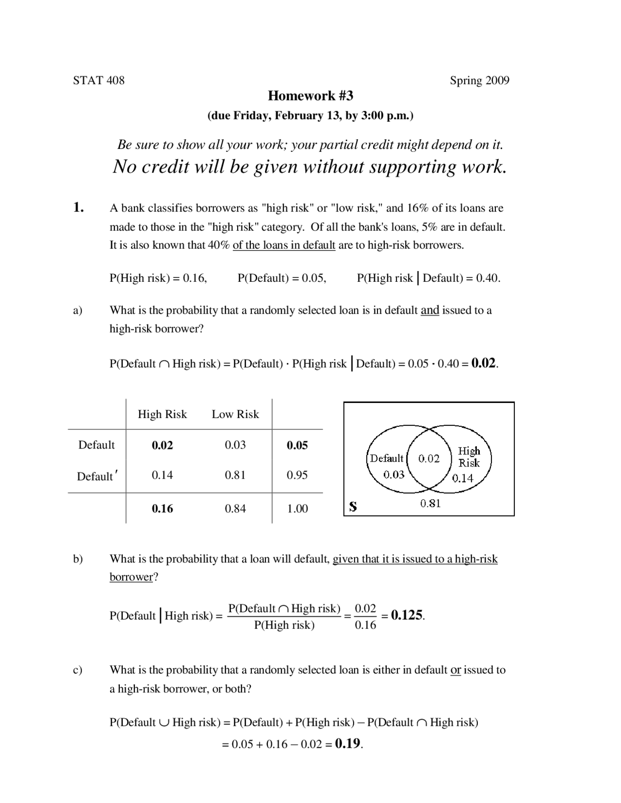 Homework 3 with Correct Answers | Statistics and Probability II | STAT ...
