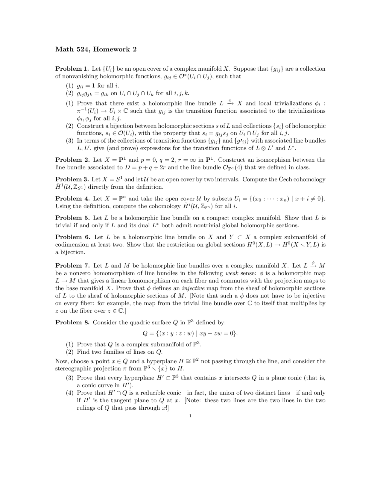 Homework 2 Problems - Linear Analysis on Manifolds | MATH 524 ...