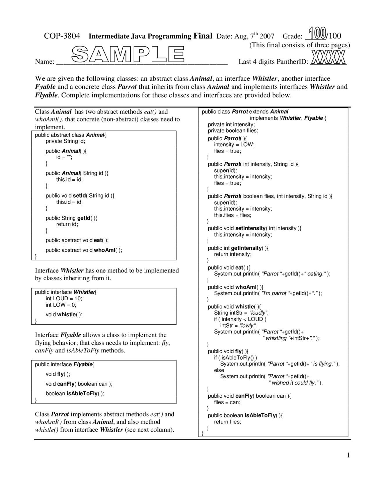 Final Exam Notes - Intermediate Java Programming | COP 3804 - Docsity