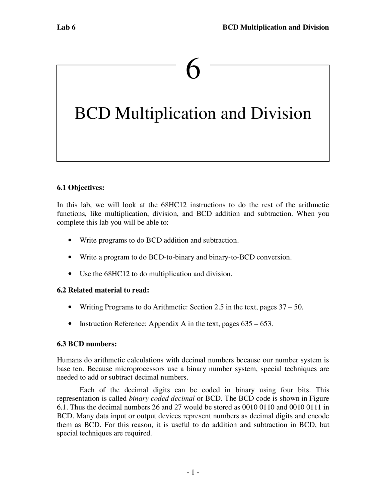 Bcd Division Algorith BCD Multiplication and Division - Introduction to Microprocessors | ECE ...