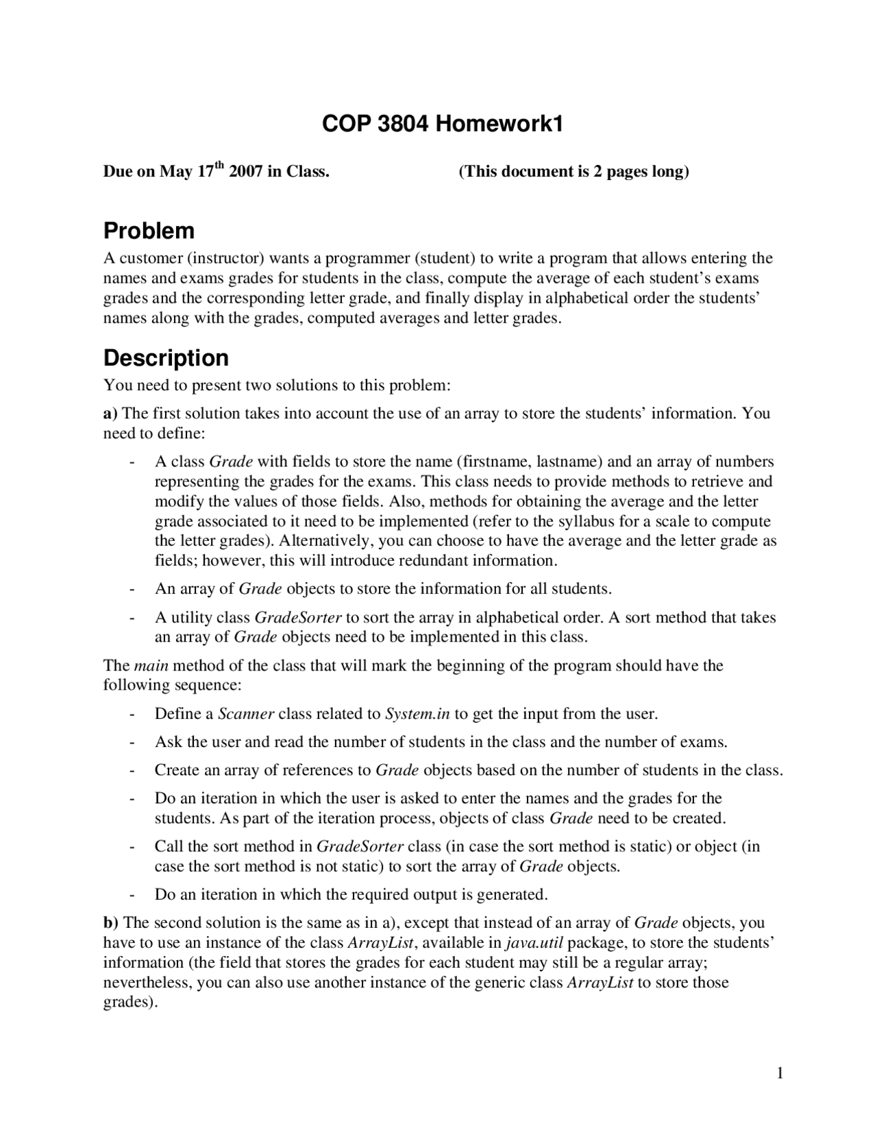ppt - cop3804 - intermediate java powerpoint... Assignment 1 - Intermediate Java Programming | COP 3804 - Docsity