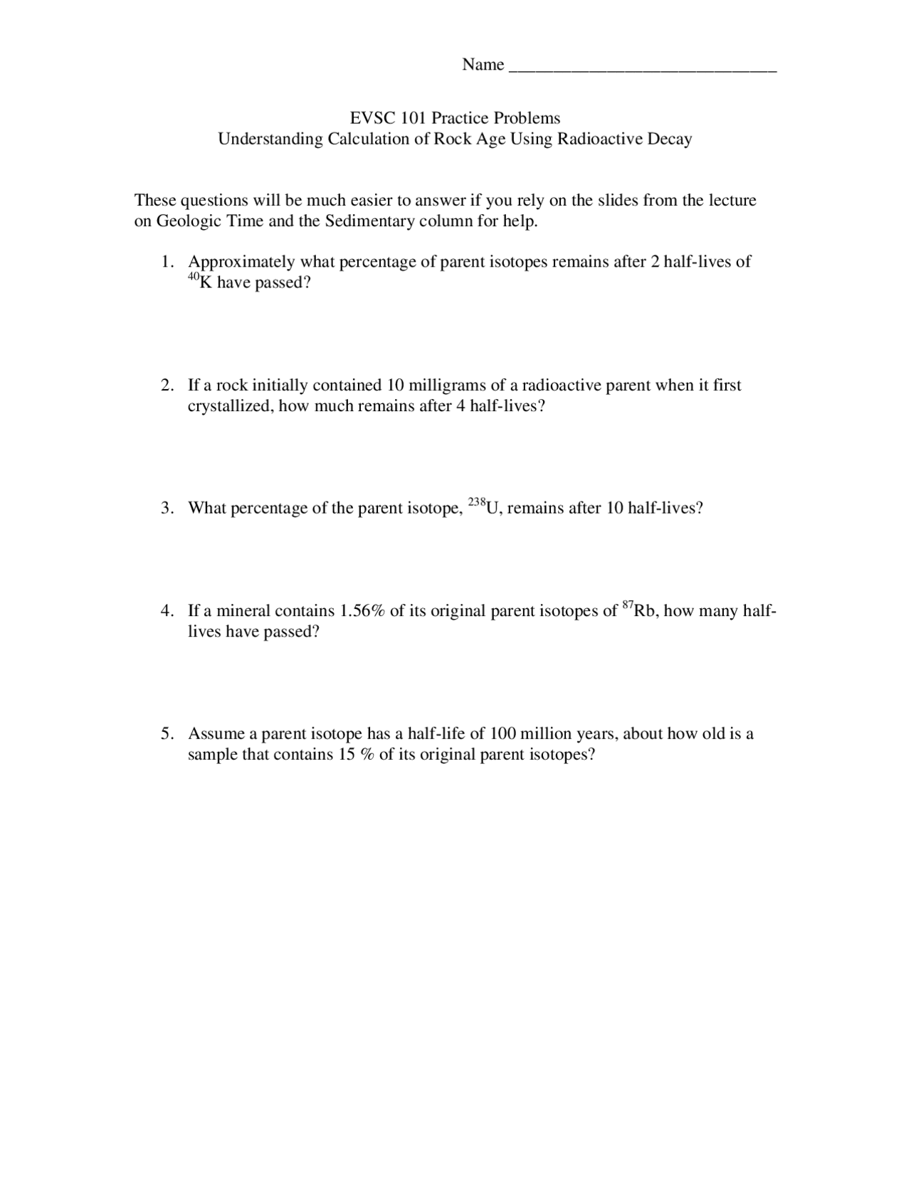 5 Practice Problems on Introduction to Environmental Sciences | EVSC ...