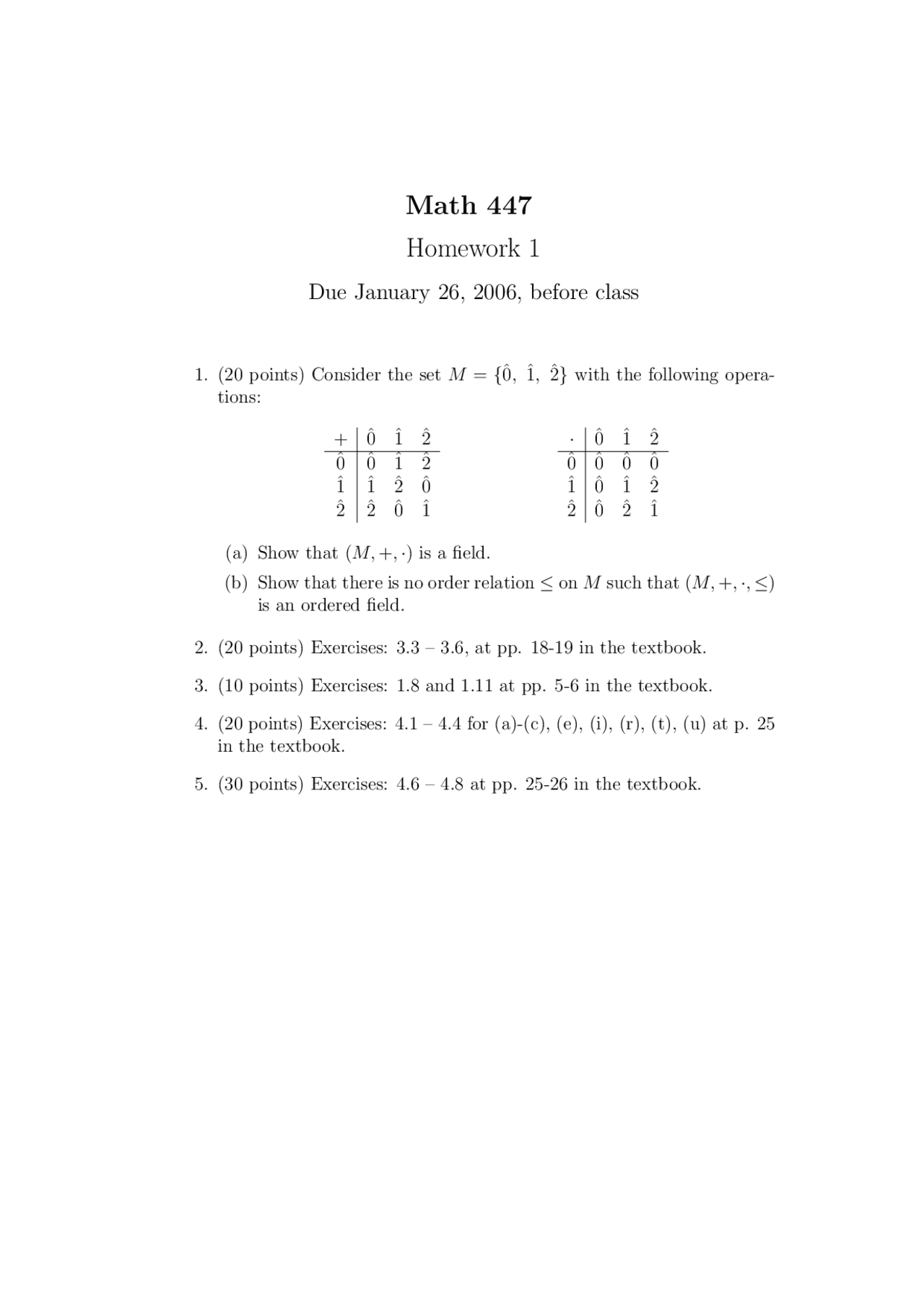 5 Questions On Homework 1 Real Variables Math 447 Docsity