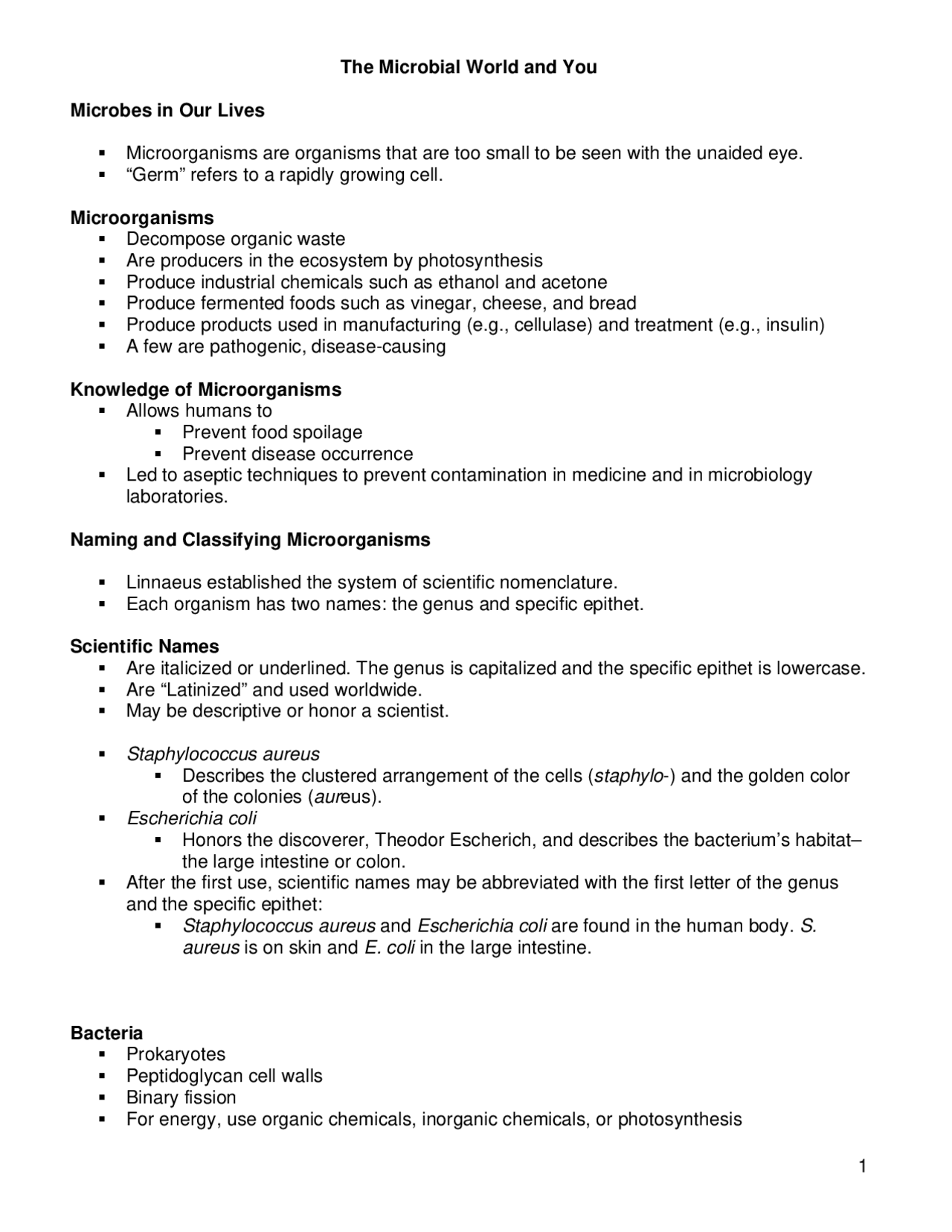 The Microbial World - Lecture Notes | BI 203 | Study notes Microbiology ...