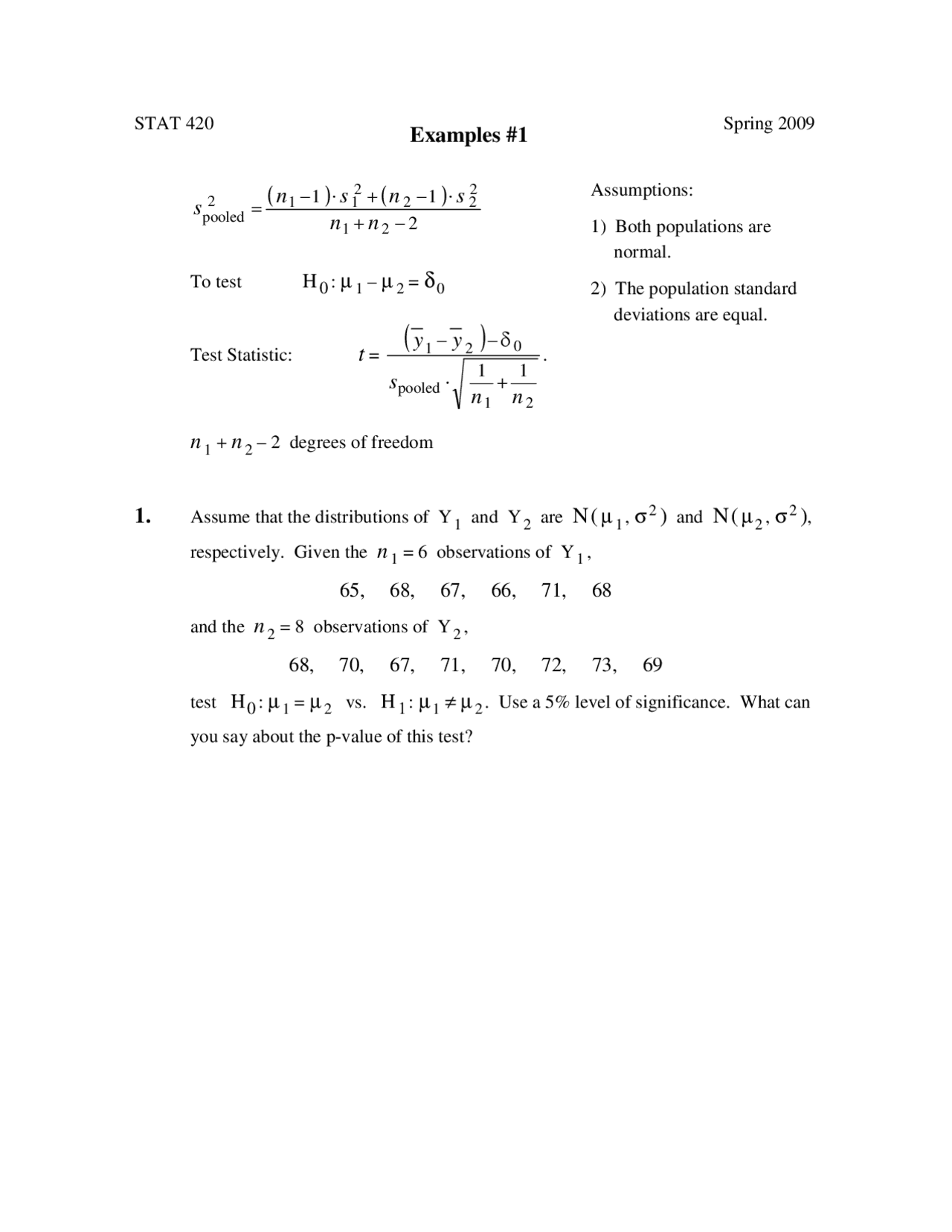 P-Value of a Test - Methods of Applied Statistics - Solved Example ...