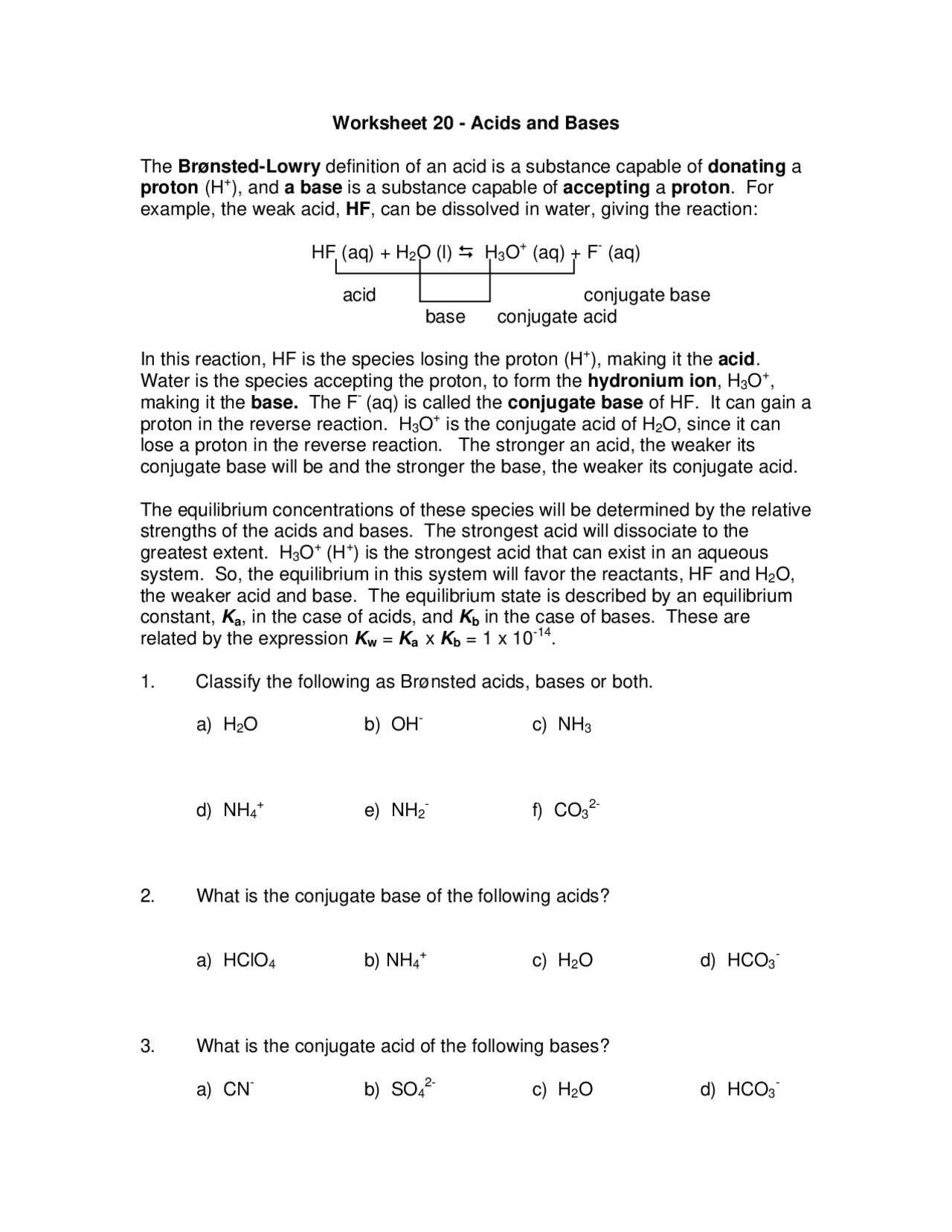 Worksheet 20 Acids And Bases General Chemistry I CHEM 102 Docsity worksheet-20-acids-and-bases-general-chemistry-i-chem-102-docsity