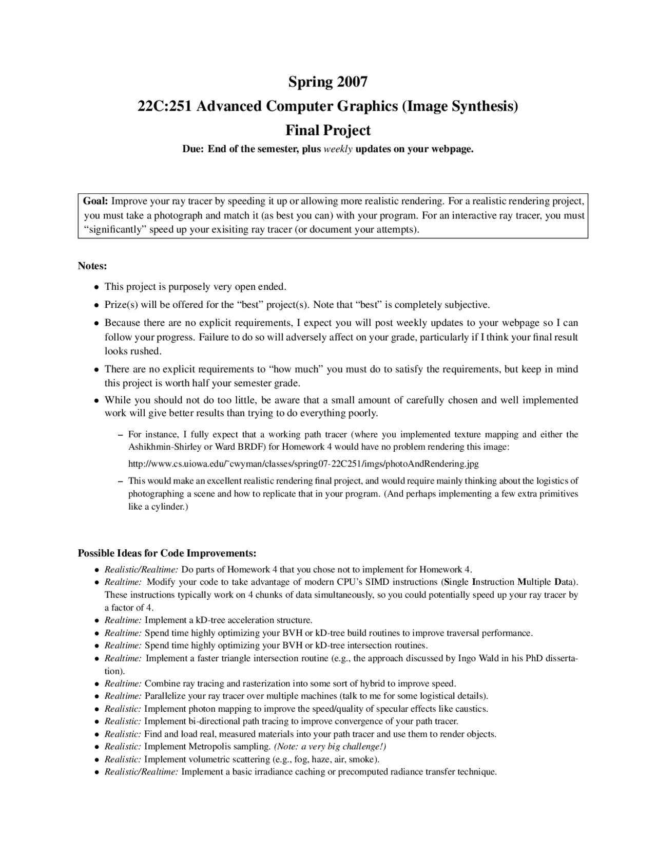 Final Project - Advanced Computer Graphics - Spring 2007 | 22C 251 ...