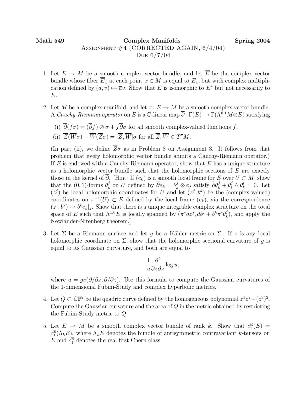 10 Questions On Geometric Structure Practice Assignment 4 Math 549 Docsity
