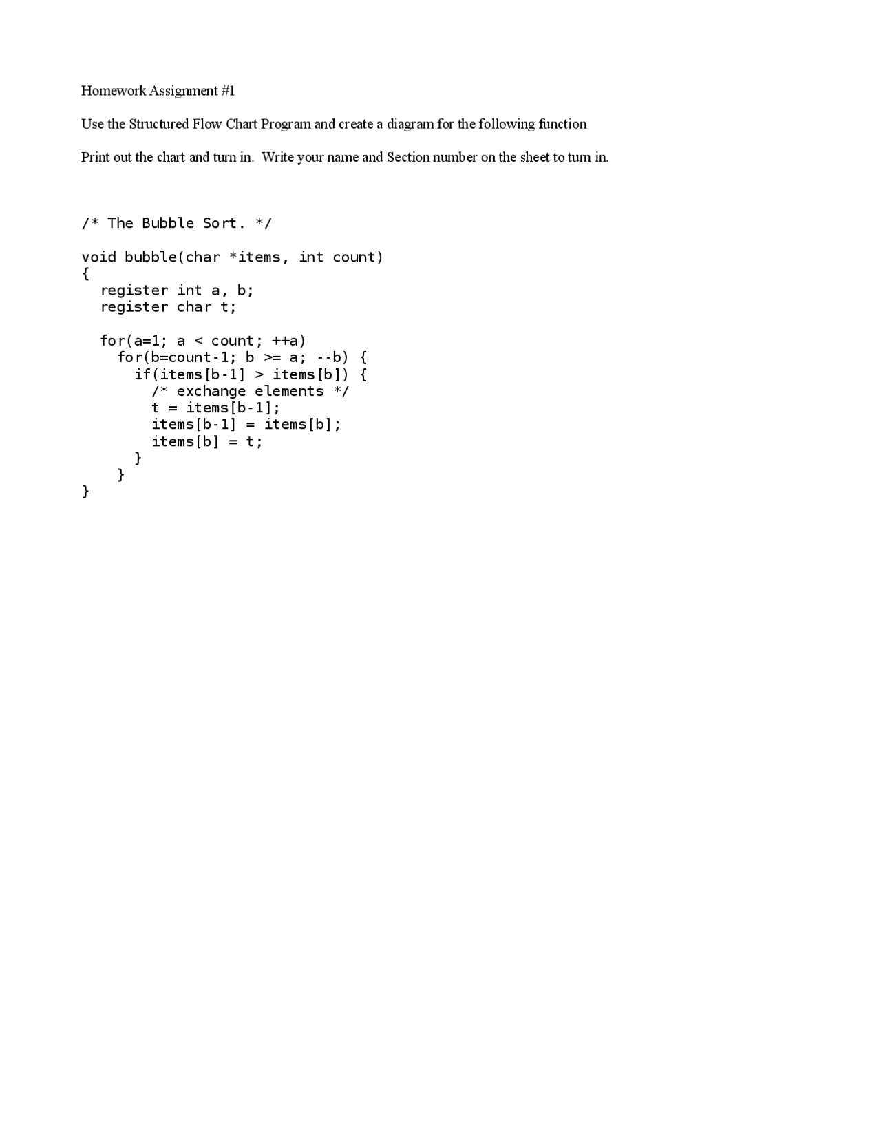 The Bubble Sort - Homework Assignment 1 | EEL 2880 | Assignments ...