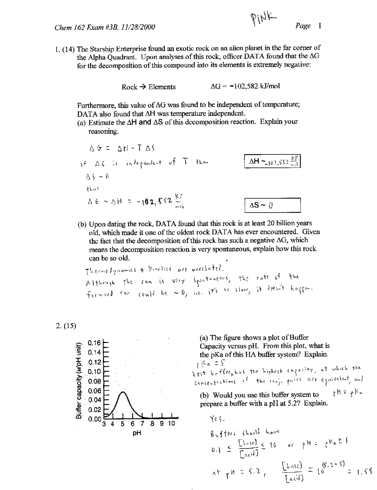 Exam 3B with Solution - General Chemistry | CHEM 162 - Docsity