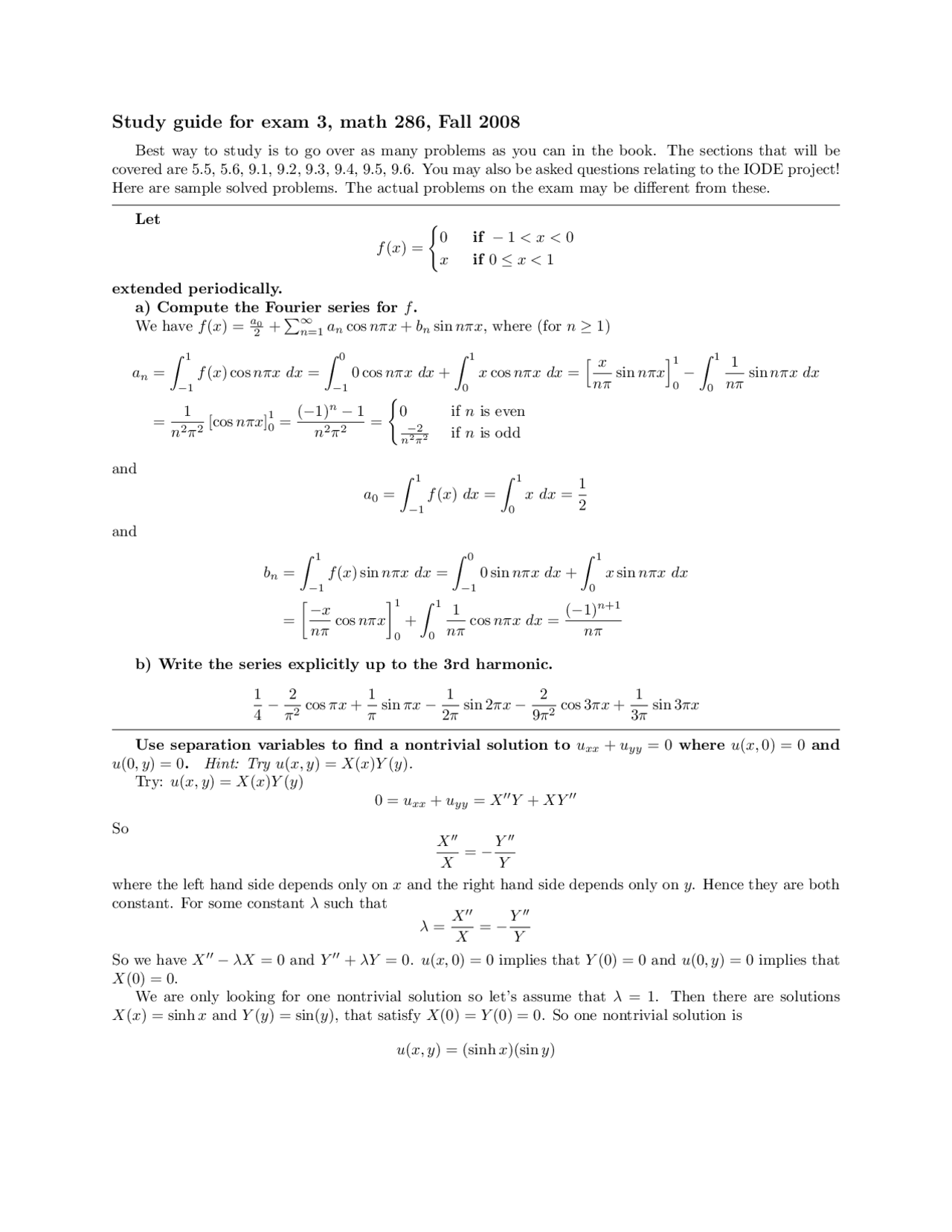 Study Guide on Differential Equations Plus with Examples | MATH 286 ...