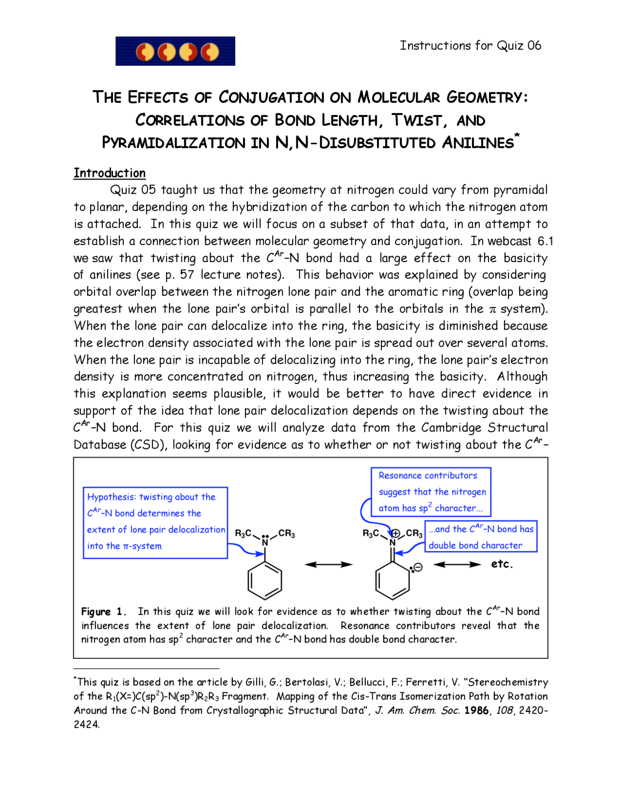 Correlations of Bond Length, Twists, Pyramidalization of N-N Analysis ...