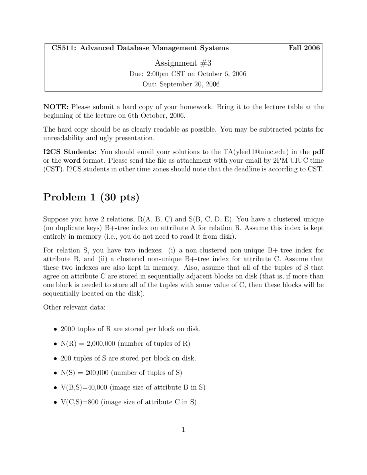 Advanced Database Management Systems - Assignment Problems Solved | CS ...