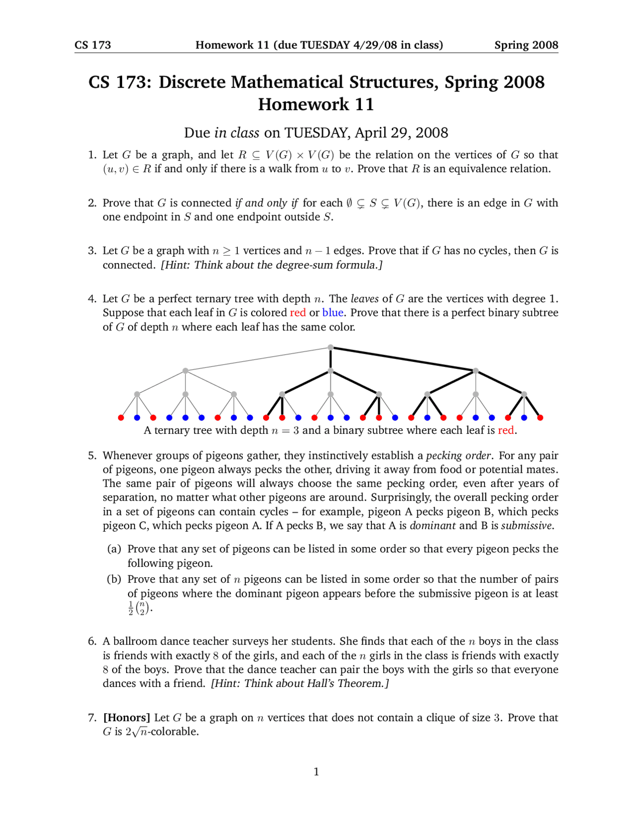Homework 11 with 7 Problems on Discrete Mathematical Structures | CS ...