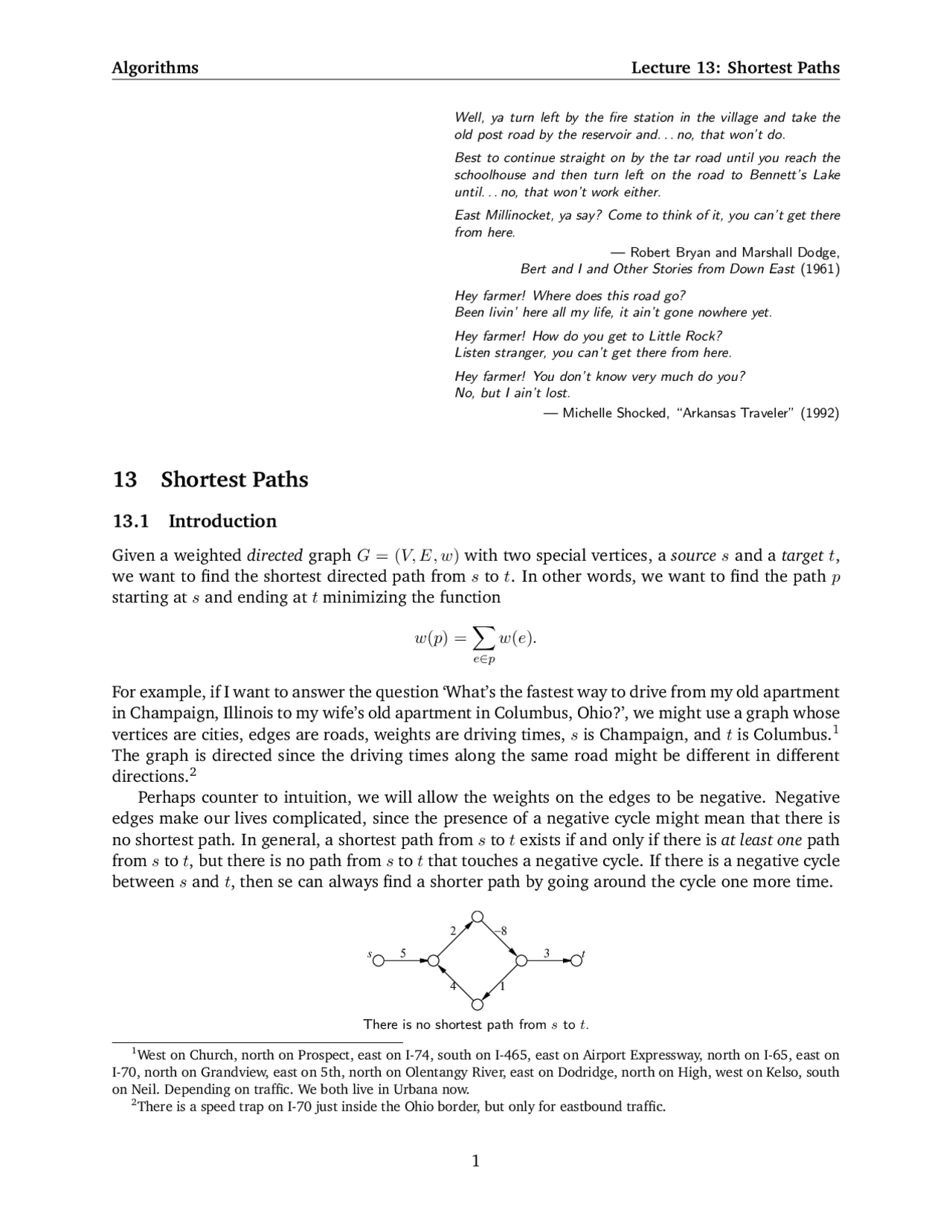 Shortest Path - Fundamental Algorithms - Notes | CS 473 - Docsity
