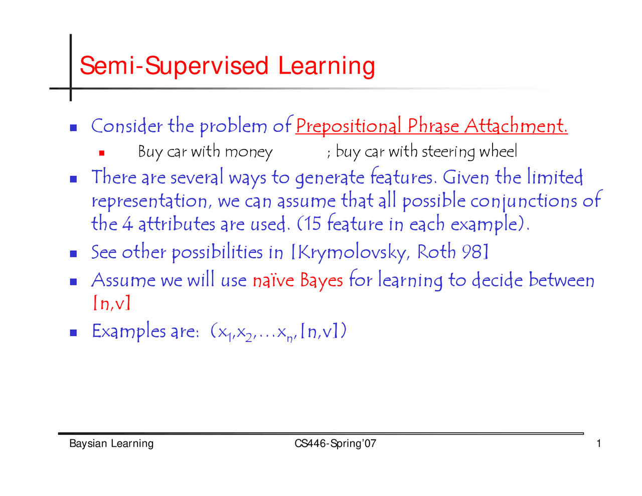 Notes of Semi-Supervised Learning | CS 446 - Docsity