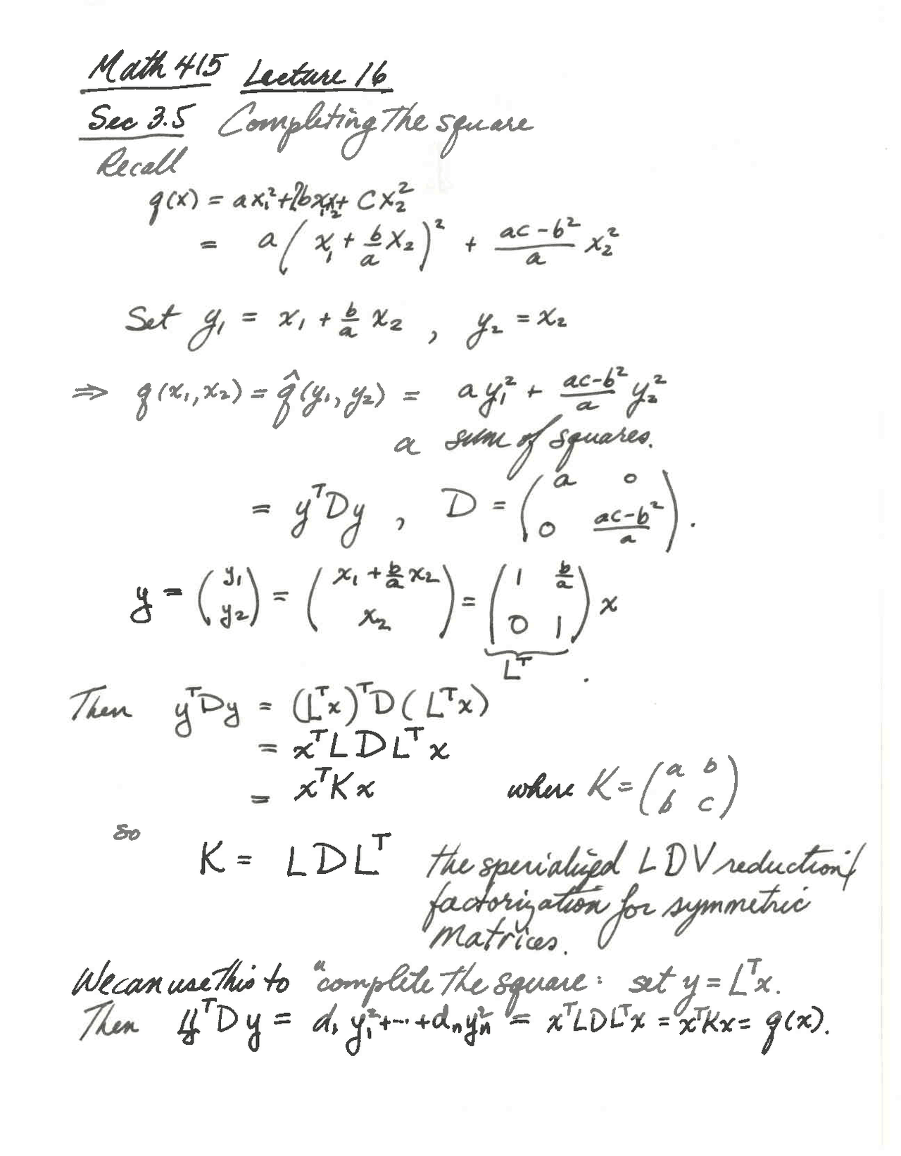 Computing the Square - Applied Linear Algebra - Lecture Notes | MATH ...