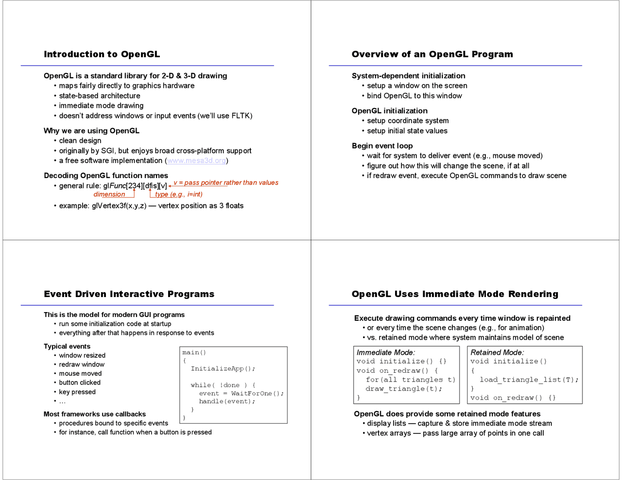 Introduction to OpenGL - Interactive Computer Graphics - Lecture Notes ...