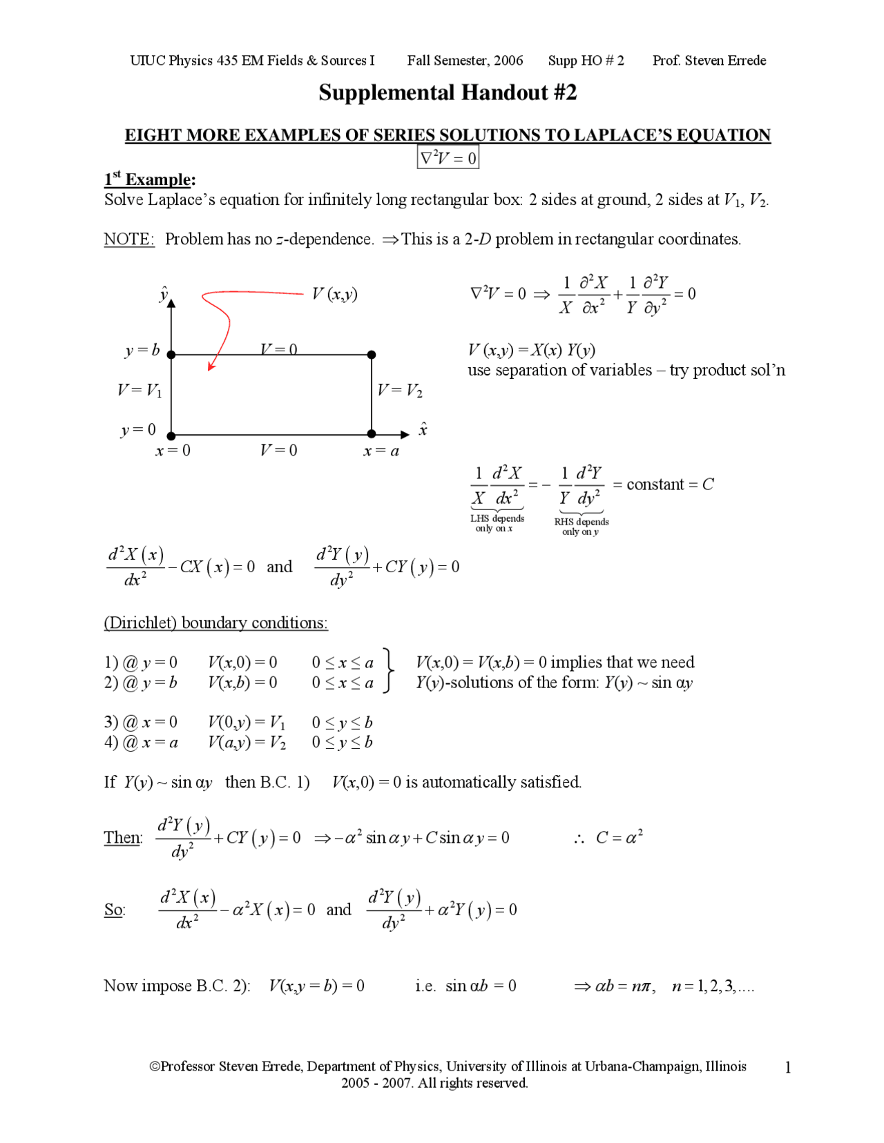 Supplemental Handout 2 - Electromagnetic Fields I | PHYS 435 - Docsity