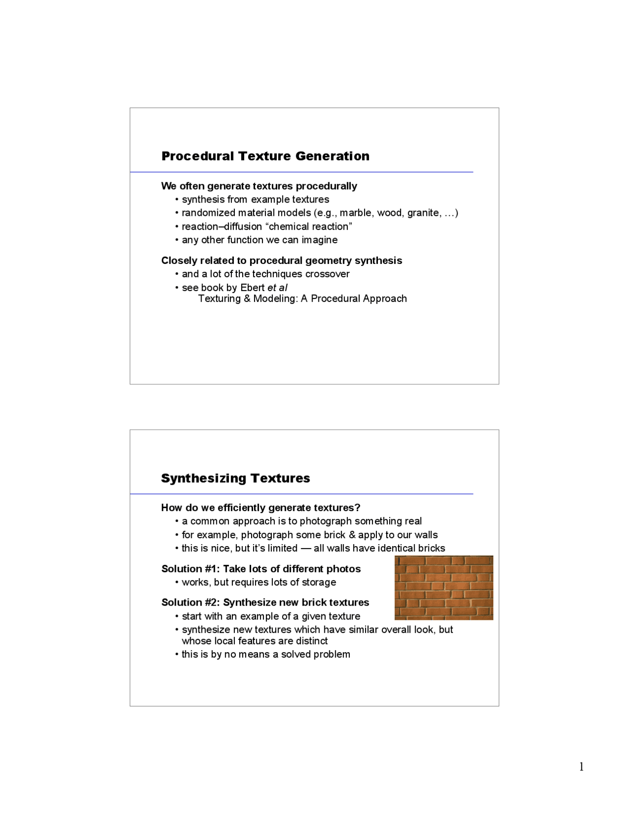 Procedural Texture Generation - Lecture Slides | CS 418 - Docsity