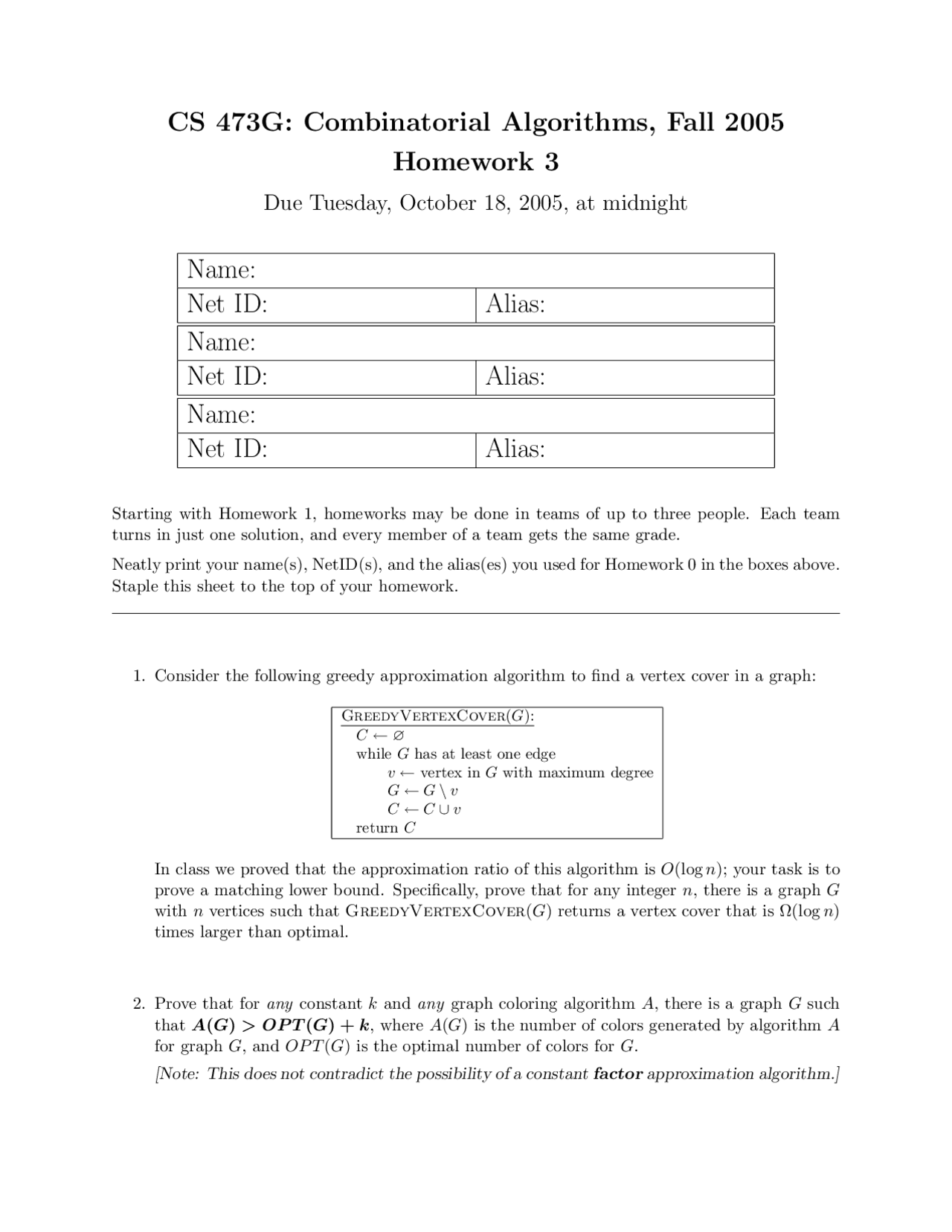 Solved Questions for Assignment 3 - Fundamental Algorithms | CS 473 ...