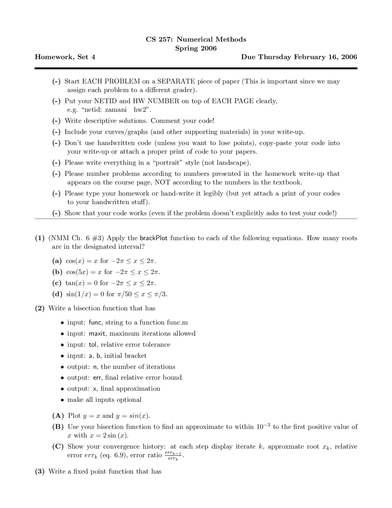 Numerical Methods Homework Set 4 for CS 257 - Prof. Luke Olson ...