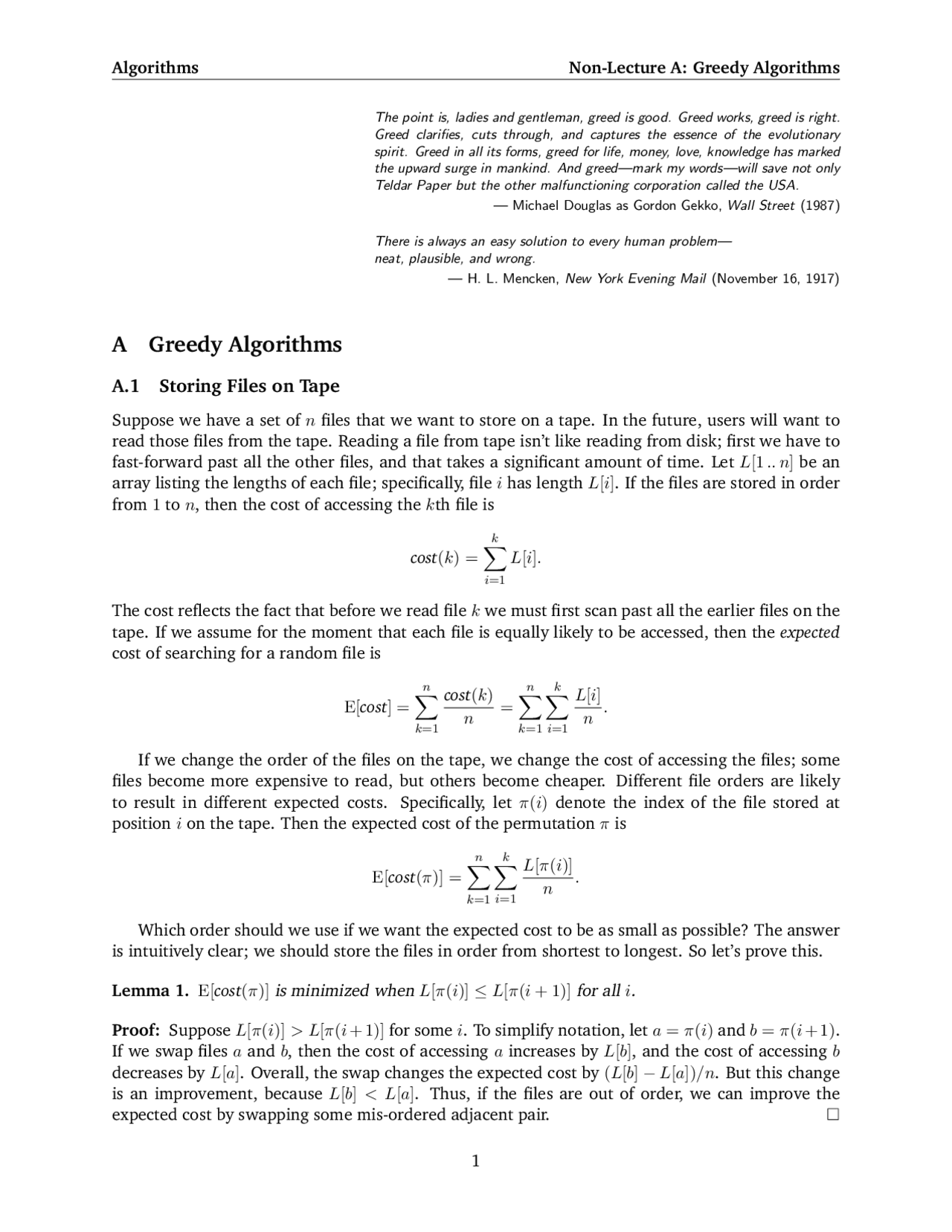Greedy Algorithms - Fundamental Algorithms - Notes | CS 473 - Docsity
