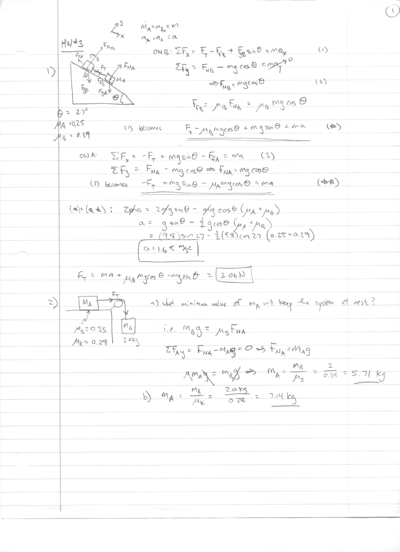 Resolution of Assignment 3 on General Physics | PHYS 101 - Docsity