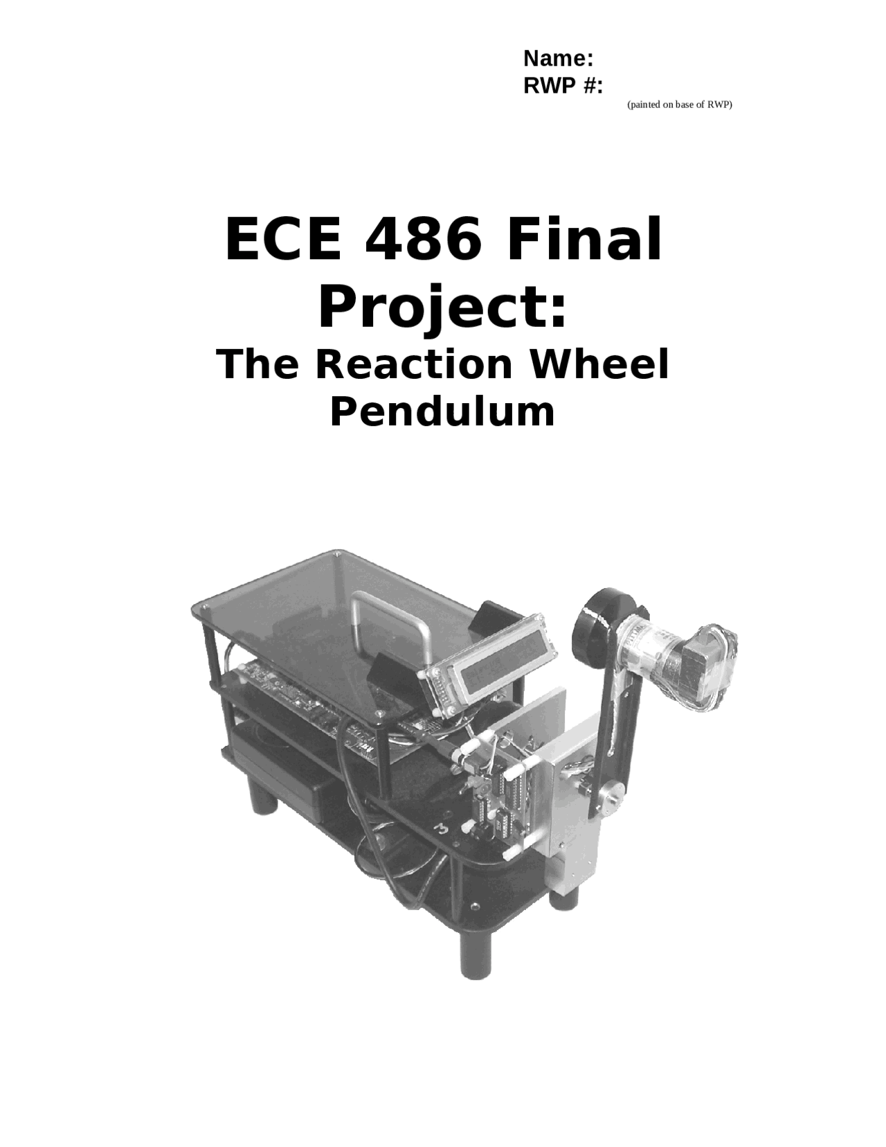 The Reaction Wheel Pendulum Control Systems Final Project Ece 486