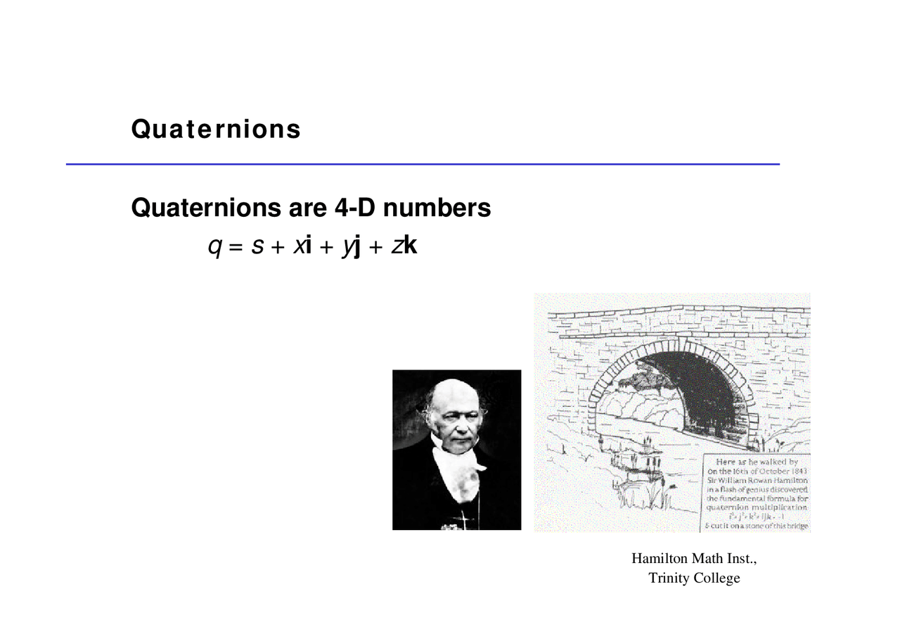 Quaternions in Interactive Computer Graphics | CS 418 - Docsity