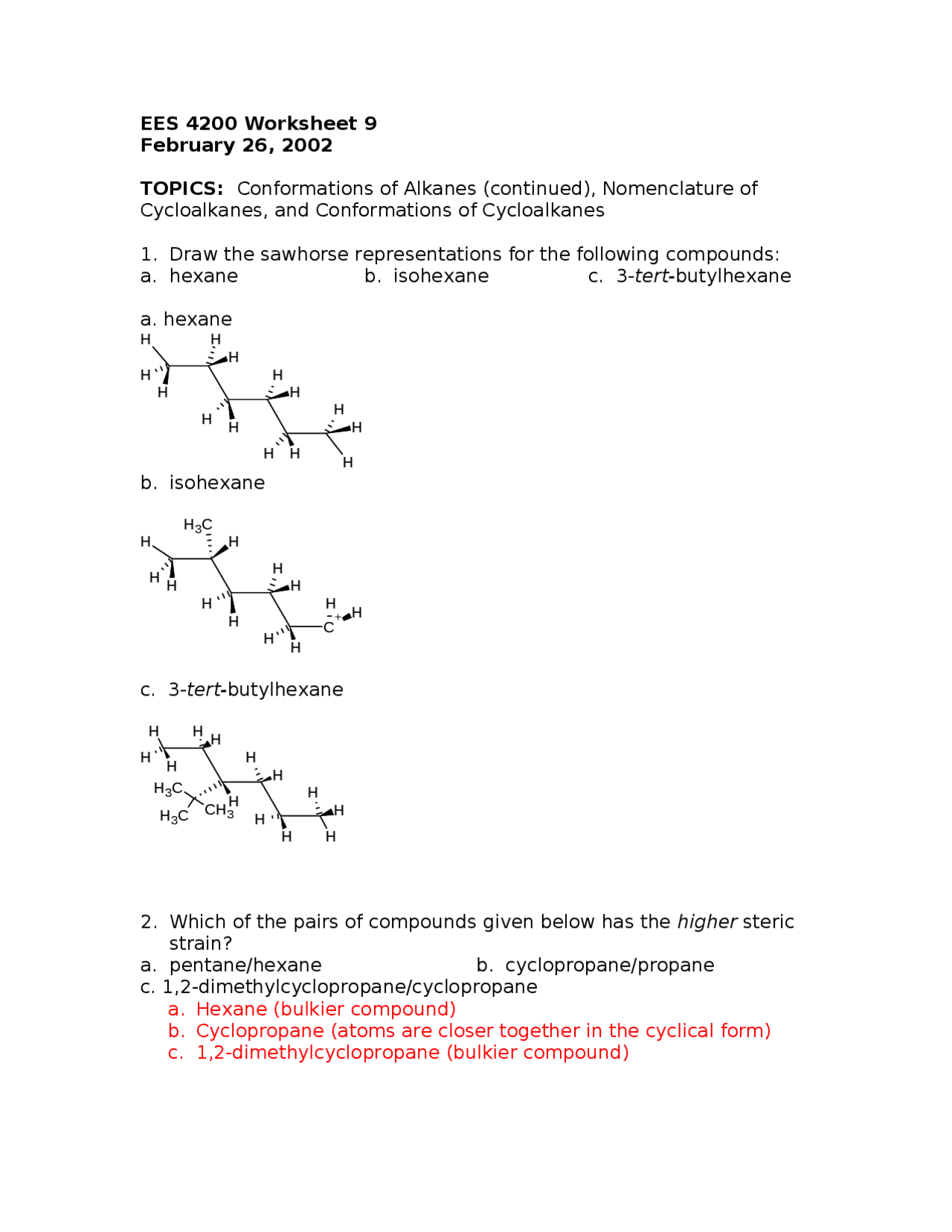 The chemistry of carbon worksheet
