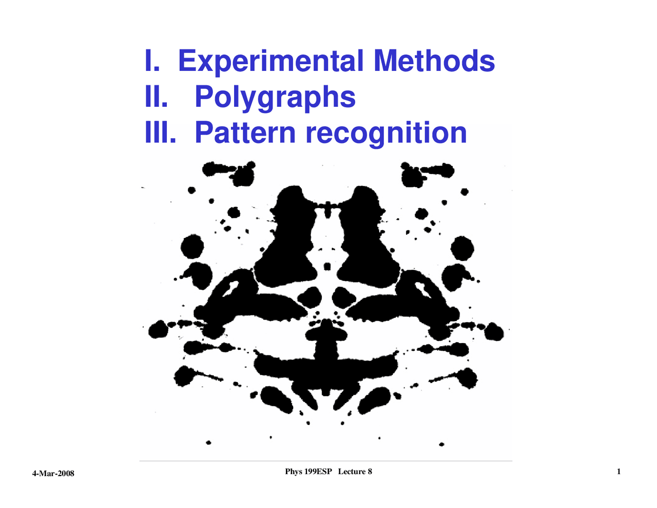 Polygraph Pattern Experimental Methods, Polygraphs, Pattern Recognition | PHYS 199 - Docsity