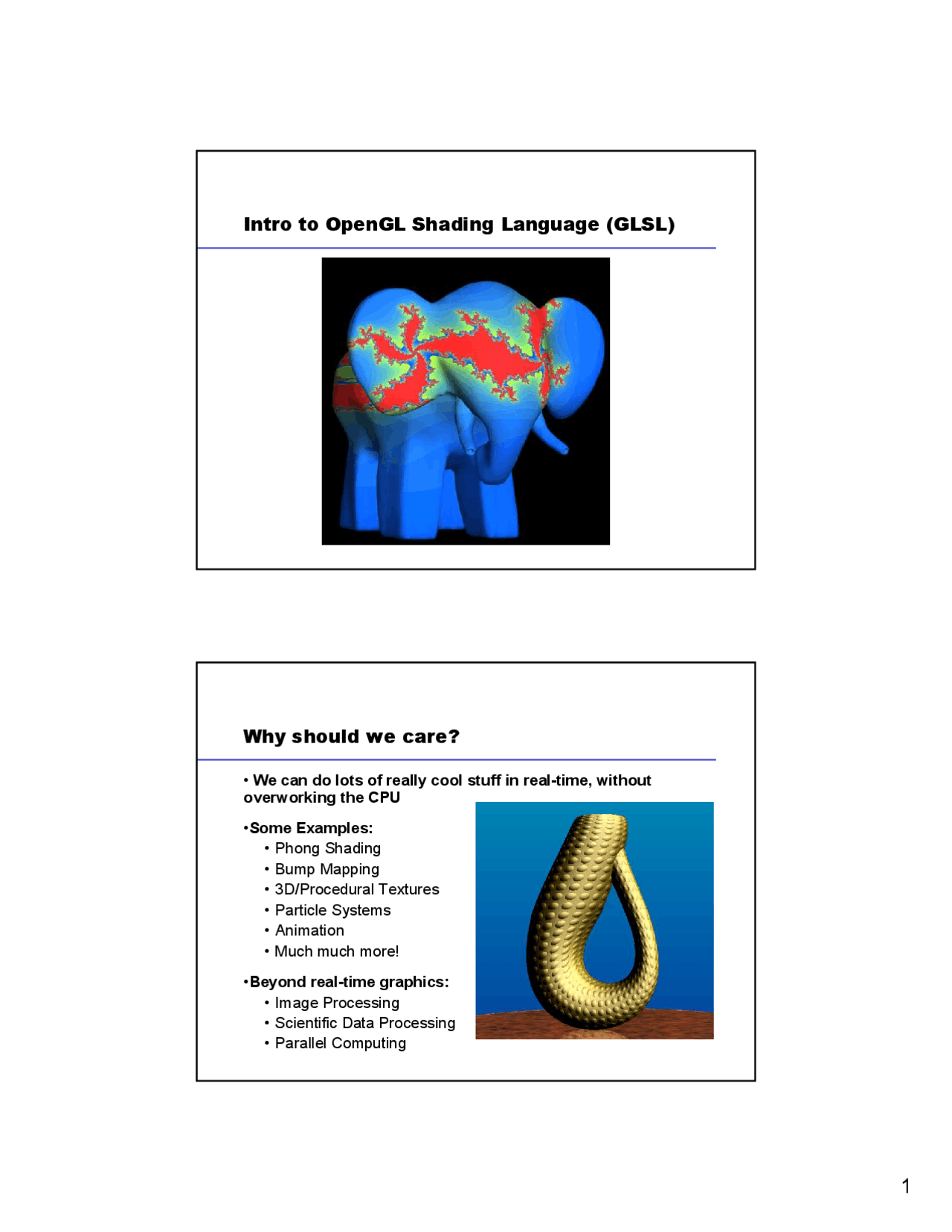 Introduction to OpenGL Shading Language - Lecture Slides | CS 418 - Docsity
