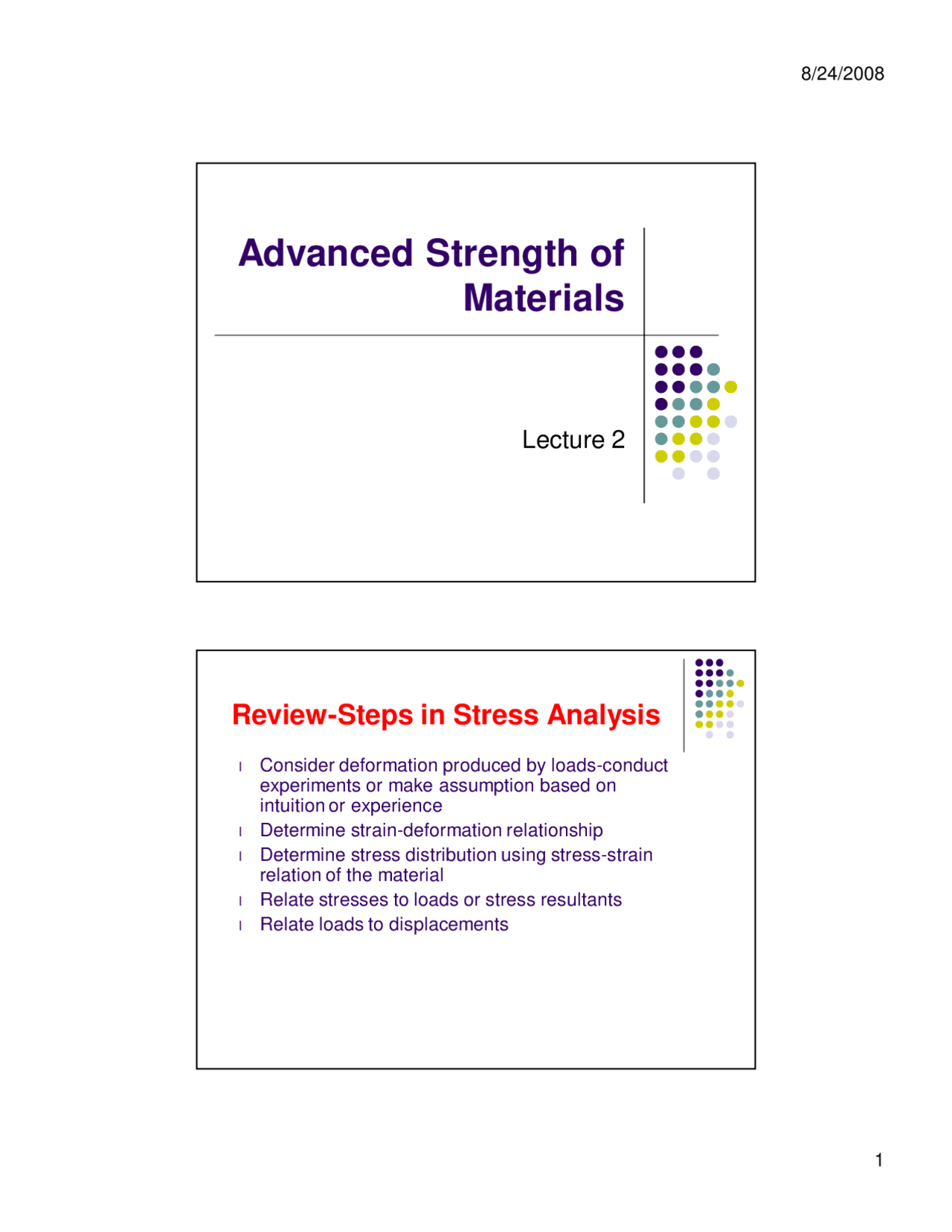 Review Steps in Stress Analysis - Advanced Strength of Materials | CE ...