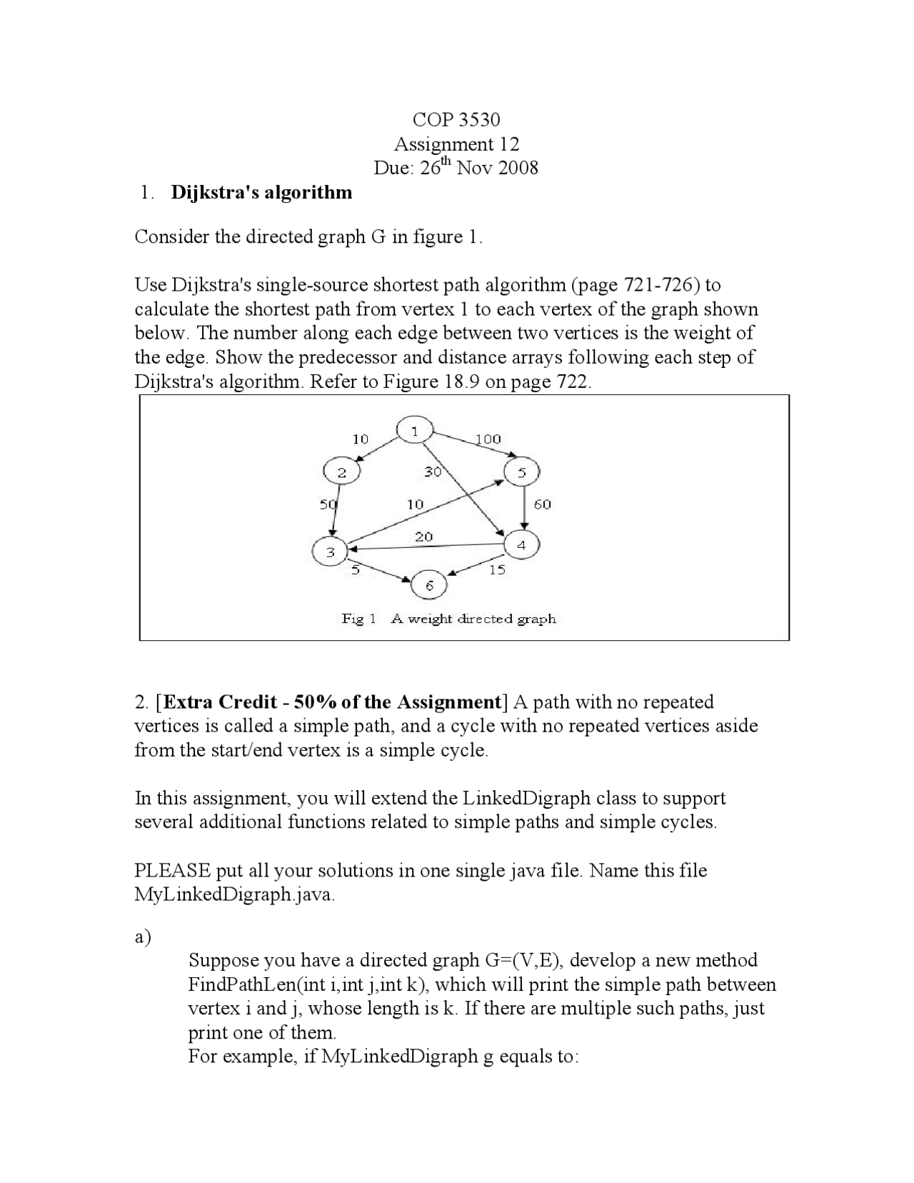 Dijesstra Algorithm Assignment Dijkstra's Algorithm - Data Structures Algorithms - Assignment | COP ...