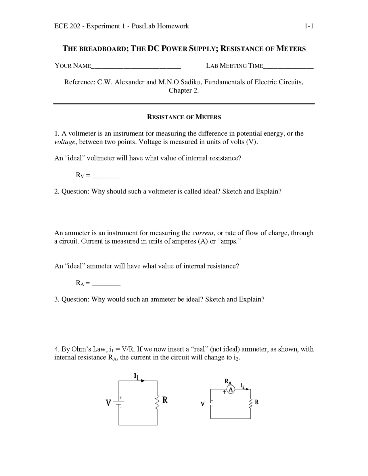 The Breadboard, The DC Power Supply and Resistance Lab 1 ECE 202