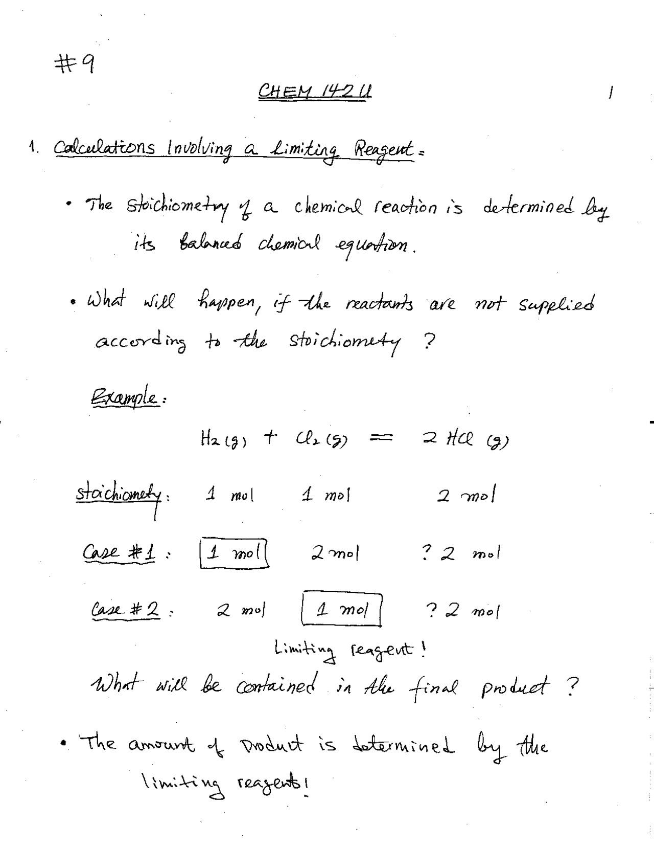 Basic Stoichiometry Notes Handwritten Handwritten Notes on Stoichiometry of Chemical Reactions | CHEM 142 ...