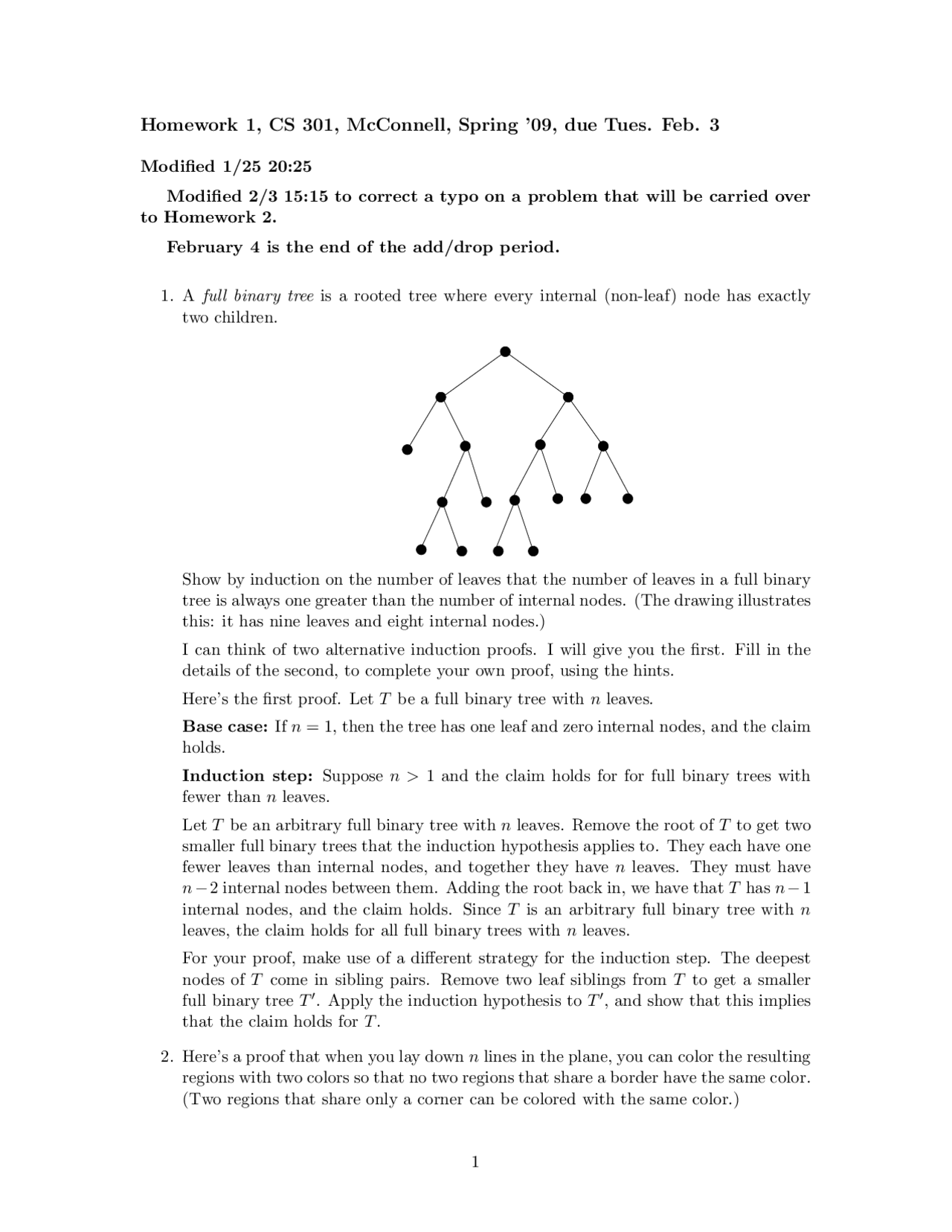 Homework 1 - Foundations of Computer Science | CS 301 - Docsity