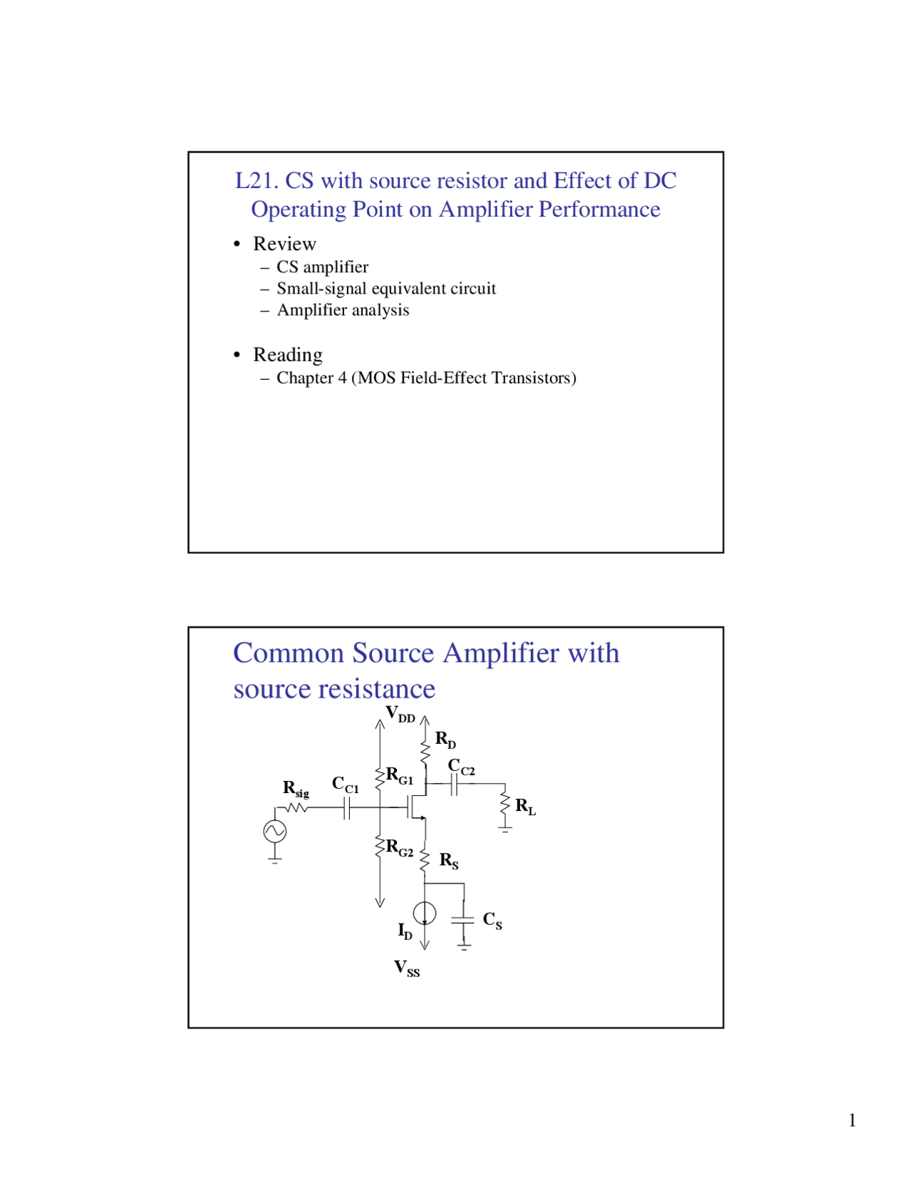 CS with Source Resistor and Effect of DC Operating Point Amplifier ...