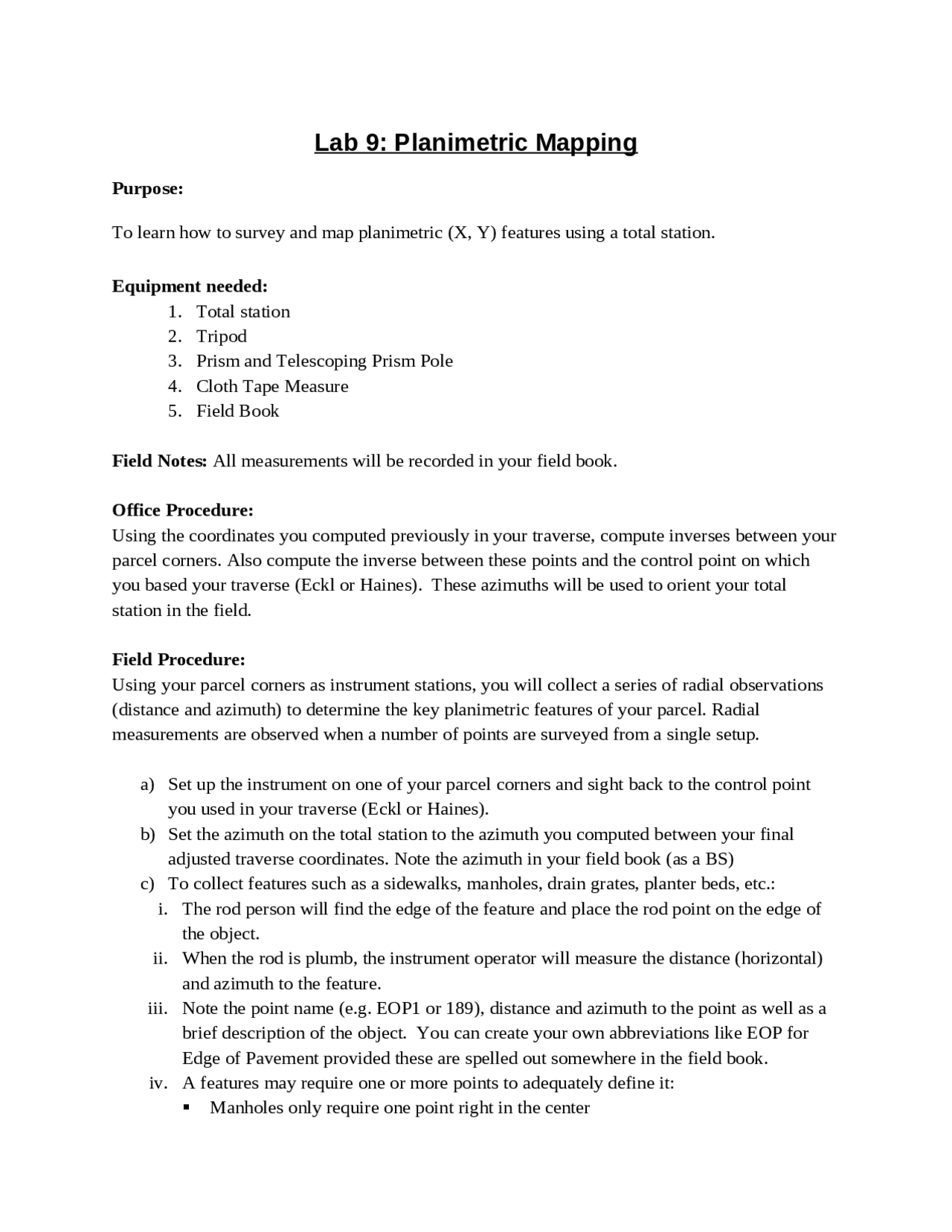 Lab 9: Planimetric Mapping - Rabasse | SUR 2101 | Lab Reports Earth ...