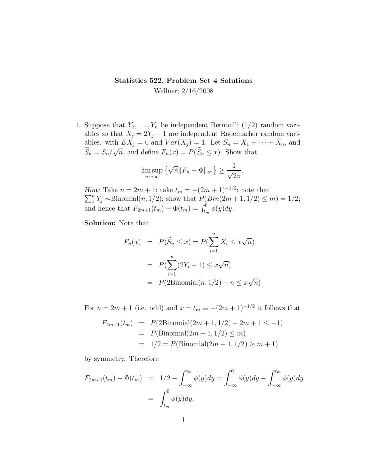 6 Problems with Solutions - Statistics | STAT 521 - Docsity