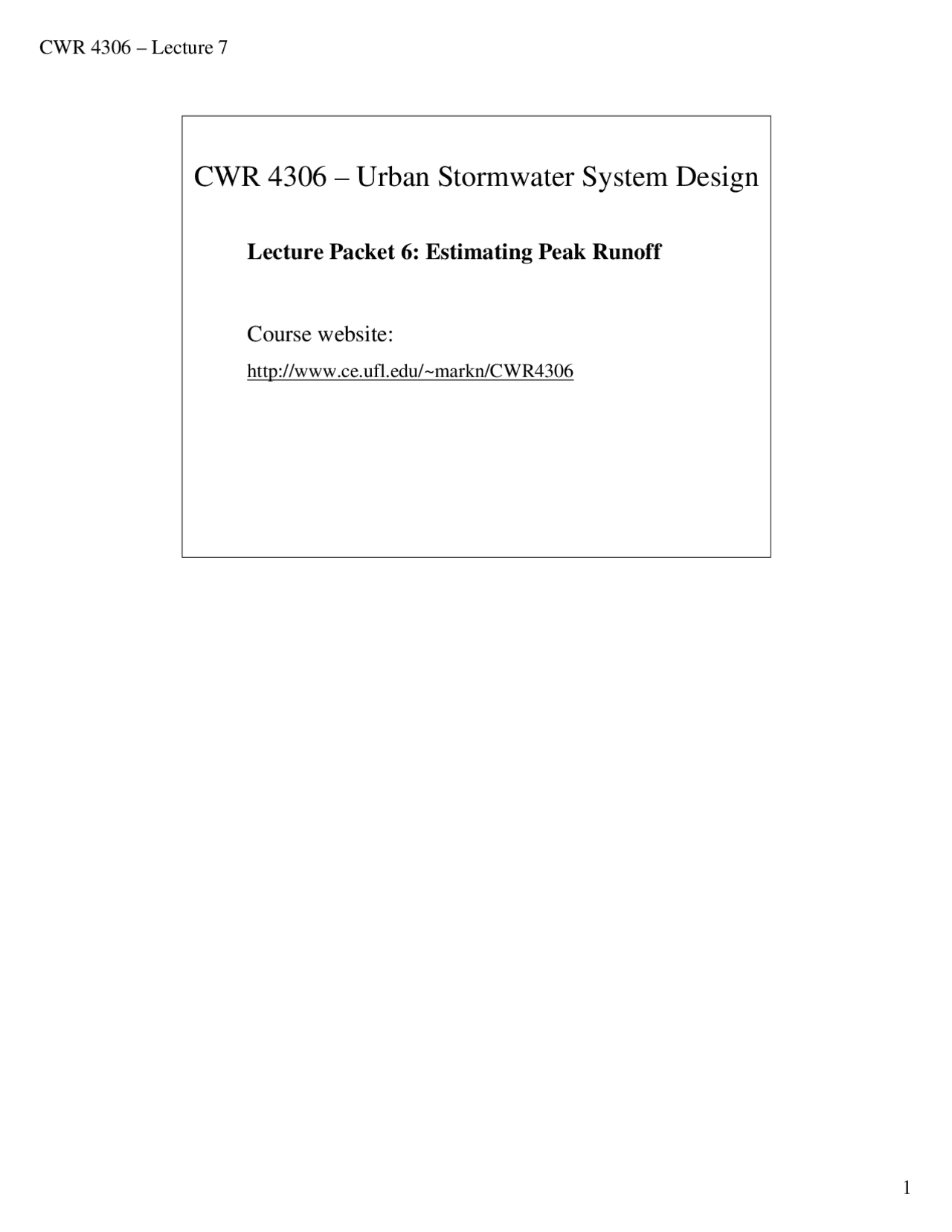 Estimating Peak Runoff in Urban Stormwater System Design: Methods for ...